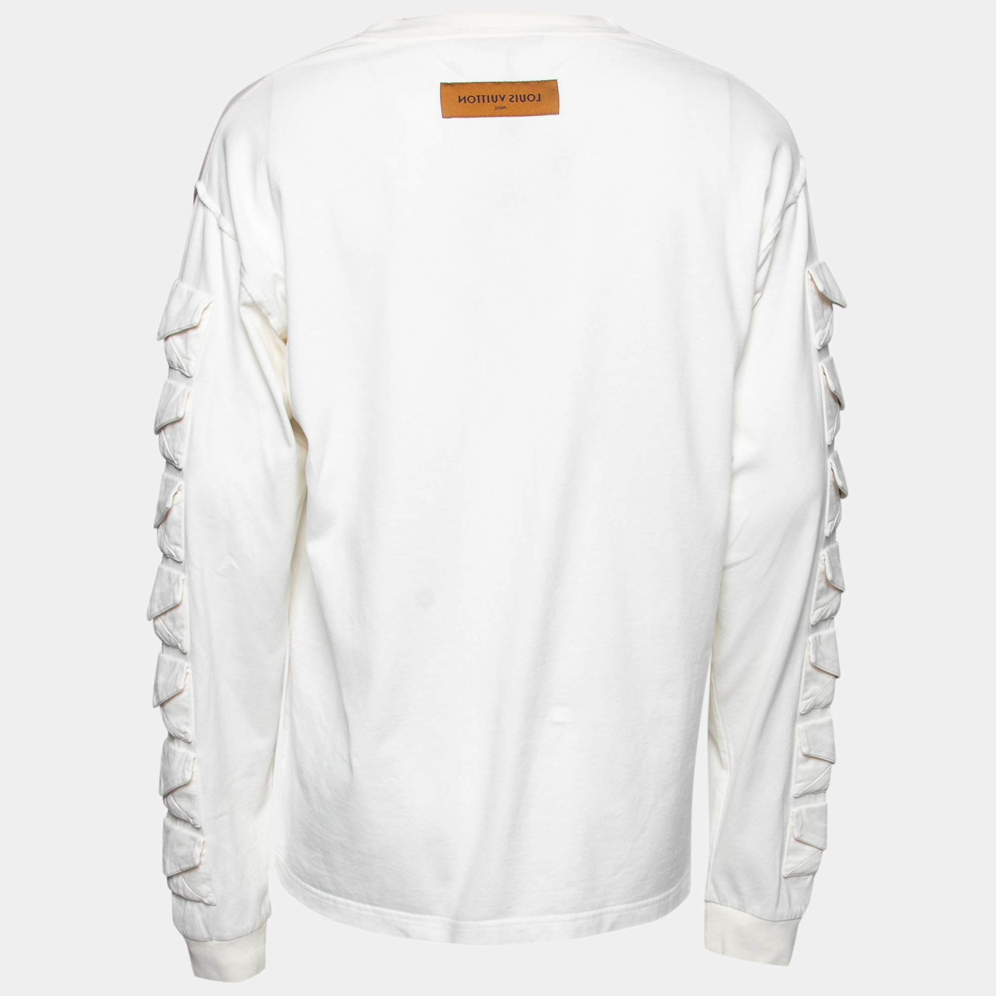 

Louis Vuitton Off White Cotton Long Sleeve Crewneck T-Shirt