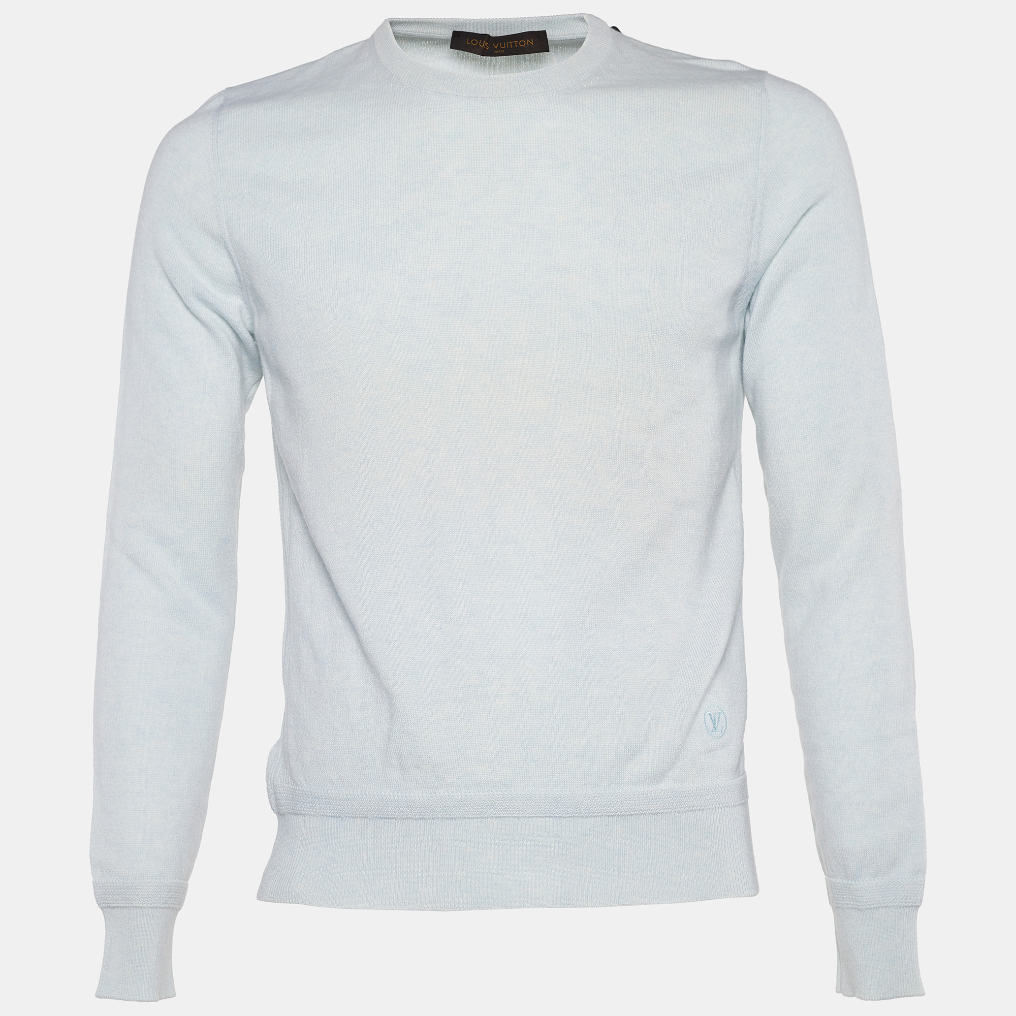Louis Vuitton Pale Blue Mélange Cashmere Knit Jumper XS
