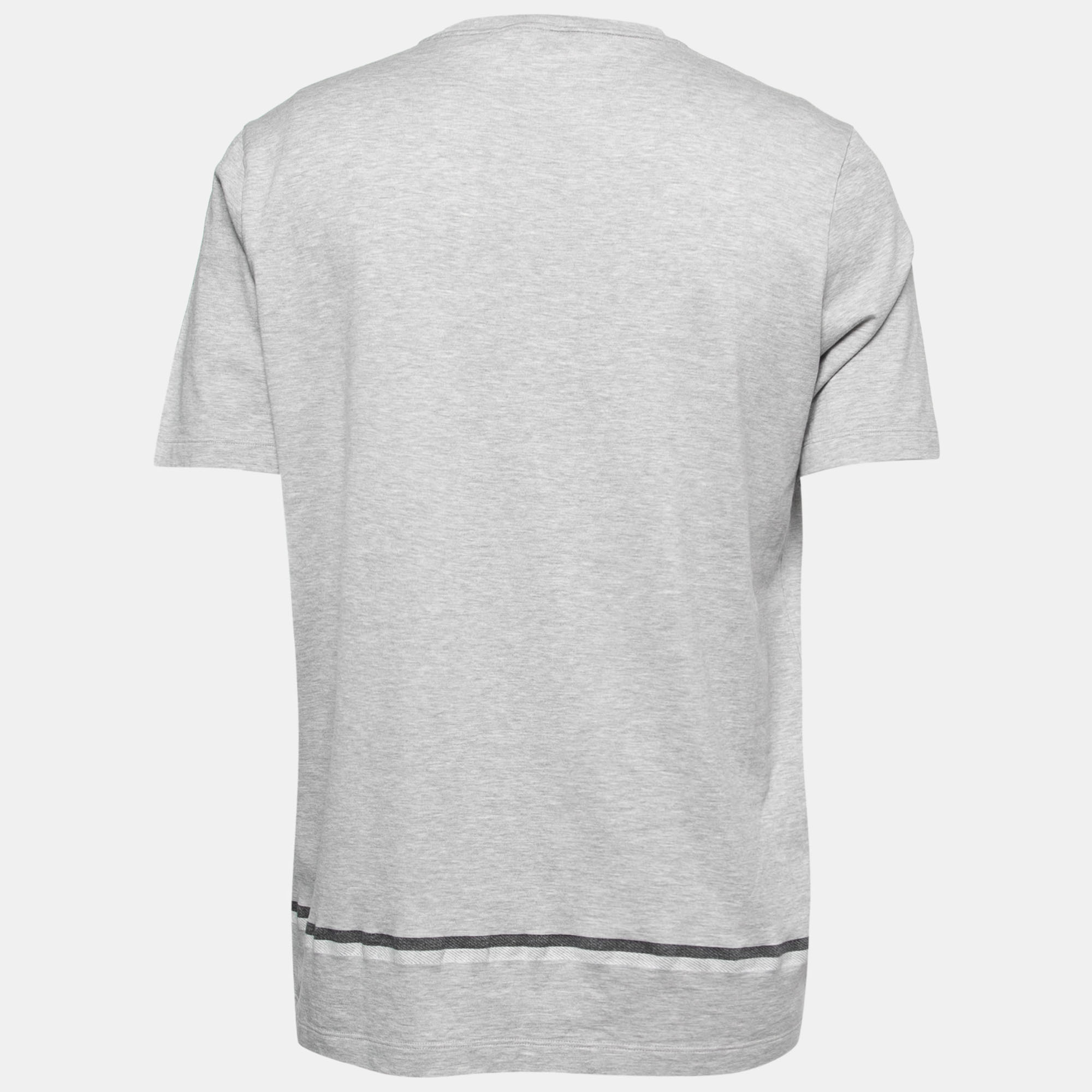 

Louis Vuitton Grey Jersey Stripe Detail T-Shirt