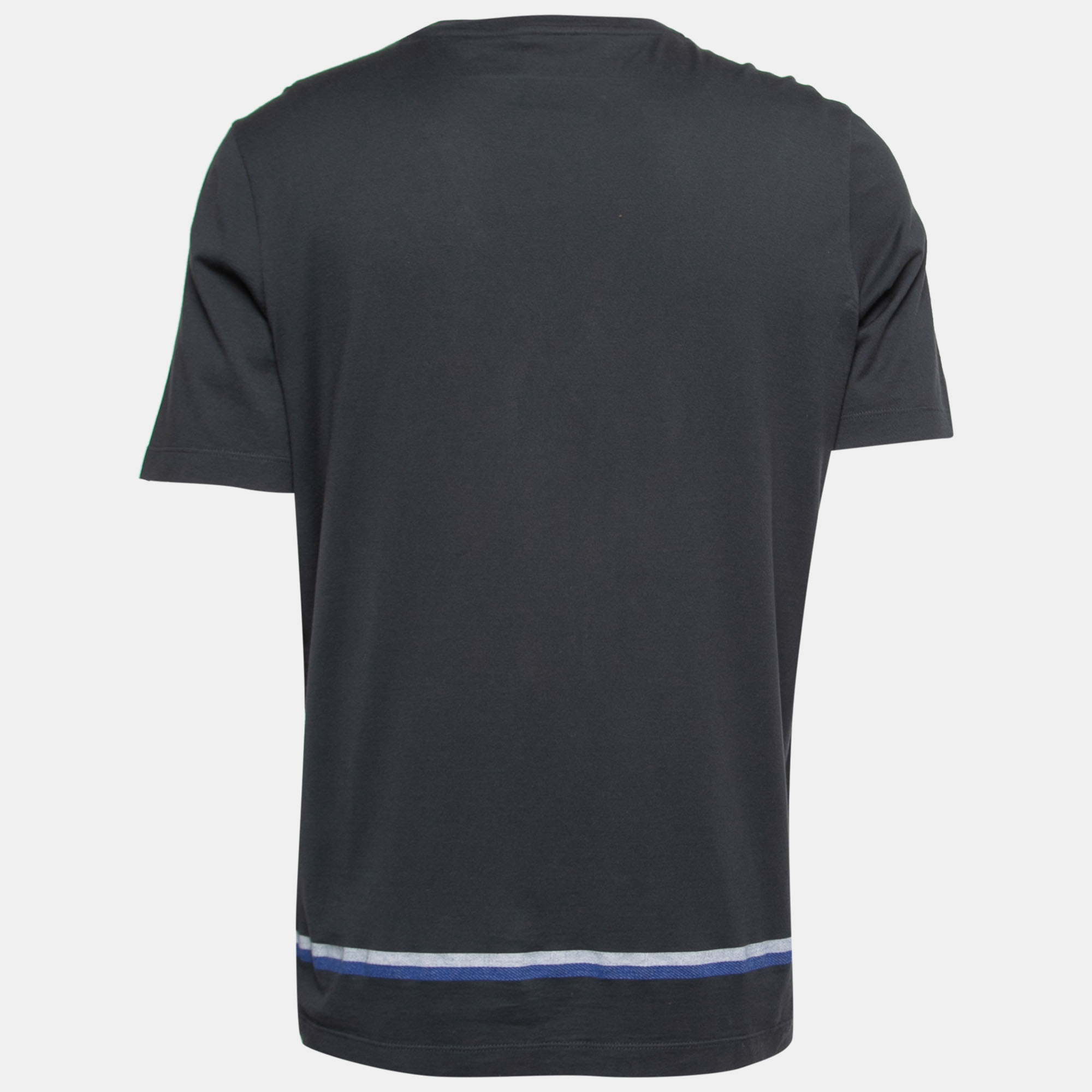 

Louis Vuitton Dark Grey Cotton Jersey Stripe Detail T-Shirt