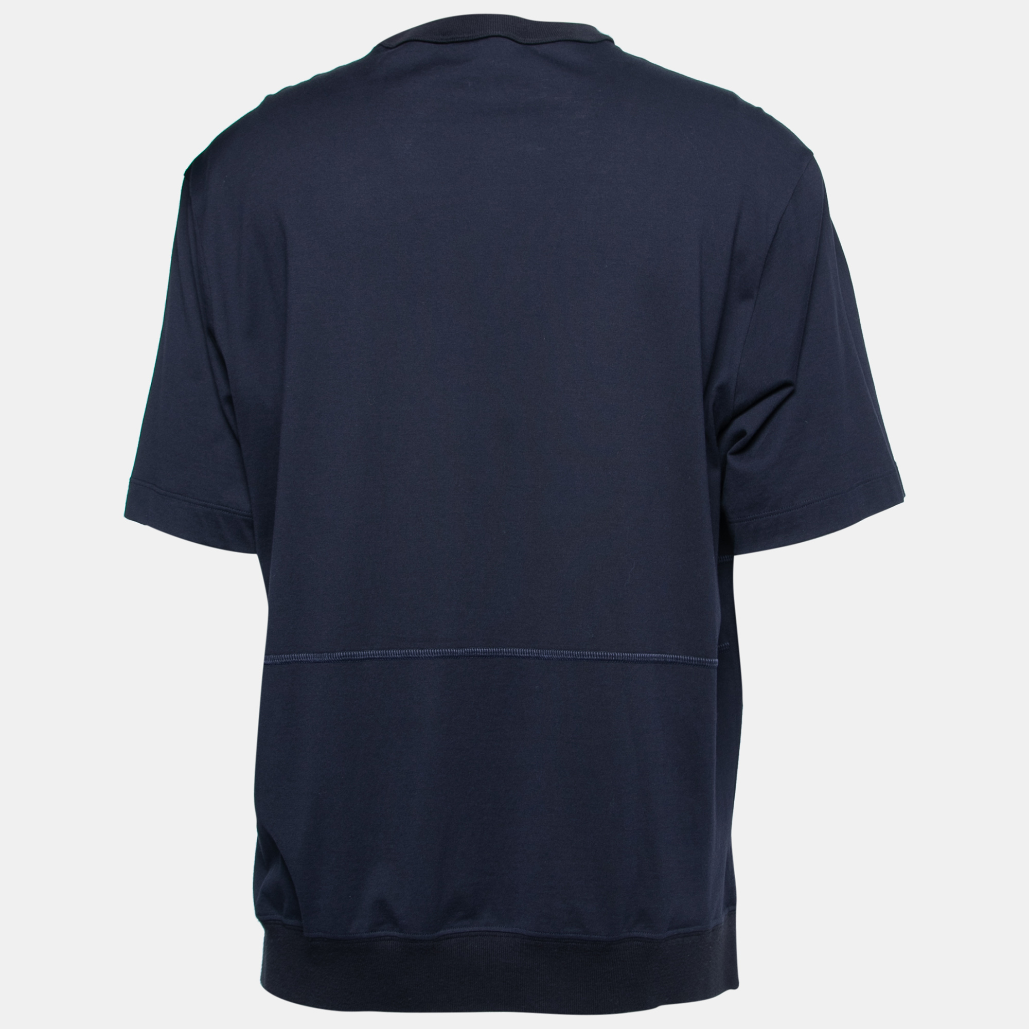 

Louis Vuitton Navy Blue Merci Print Cotton Crewneck T-Shirt