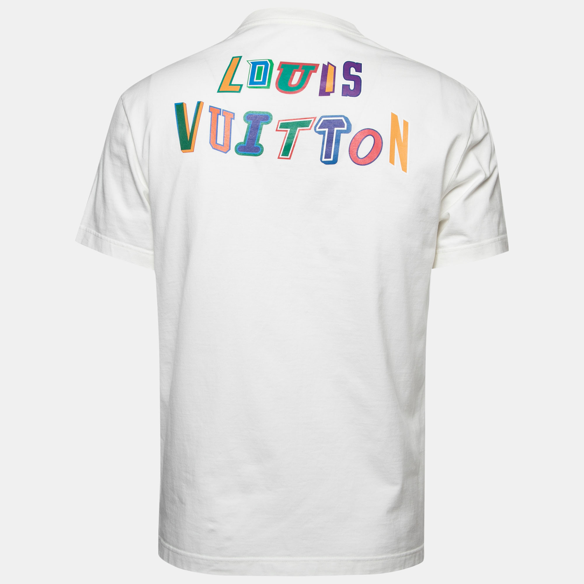 

Louis Vuitton White Cotton Logo Printed NBA Short Sleeve T-Shirt