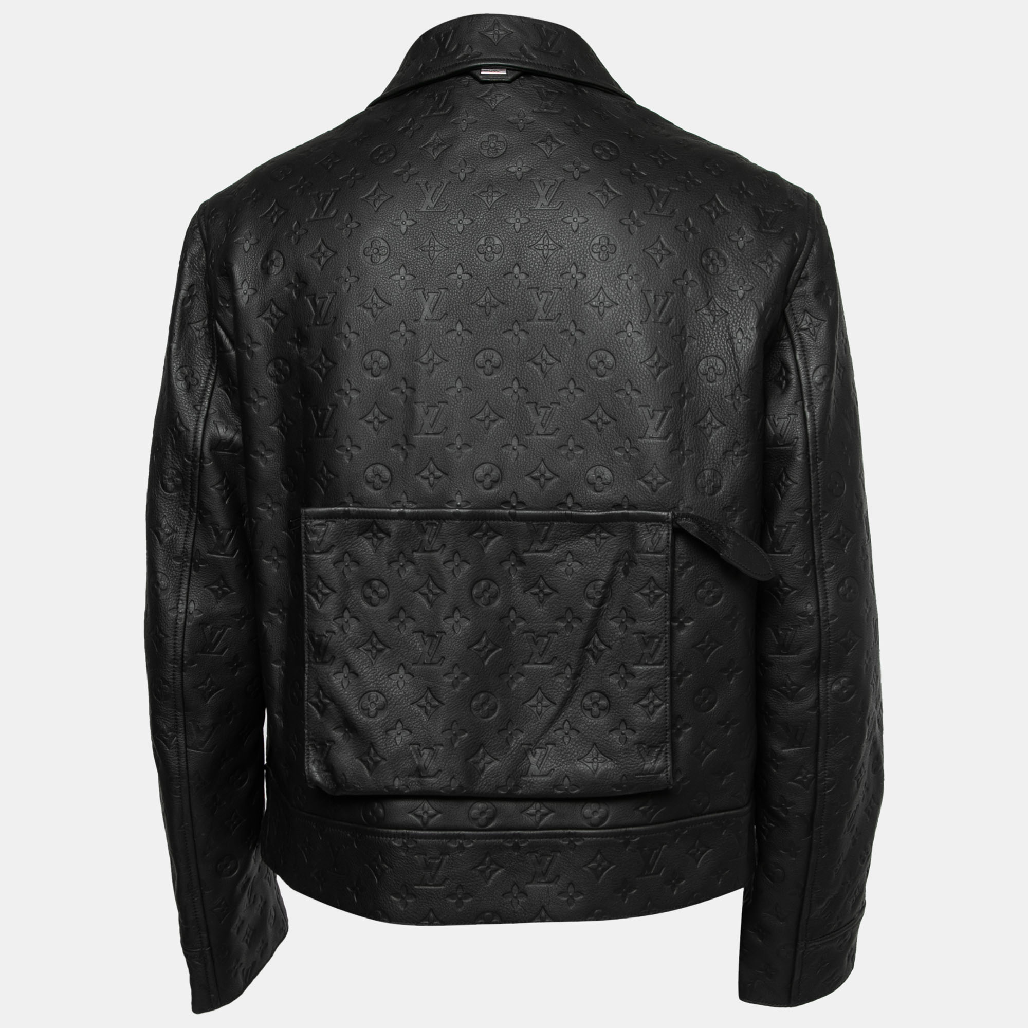 

Louis Vuitton Black Leather Monogram Embossed Utility Jacket