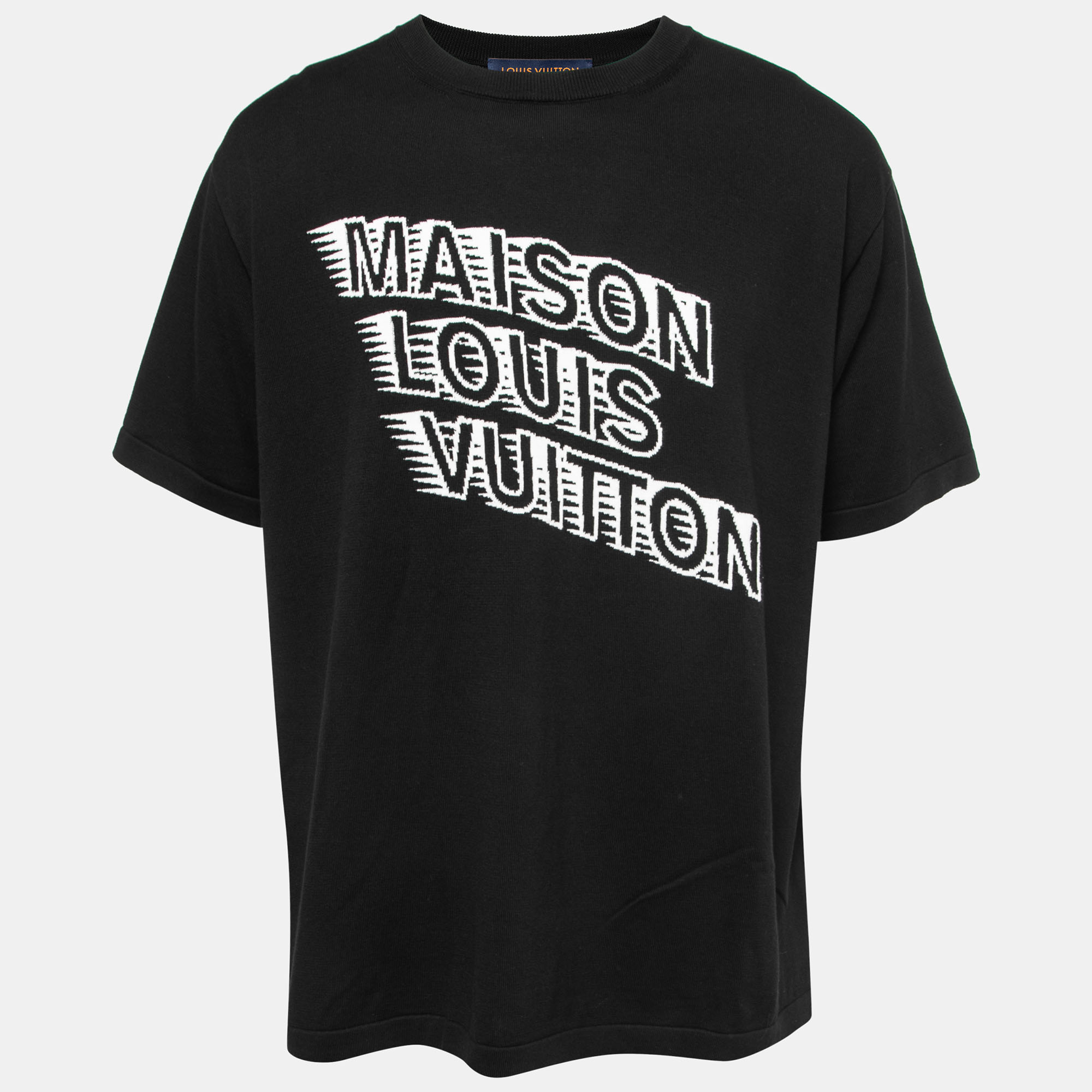 LOUIS VUITTON 1A9GM3 Intarsia Heart Logo T-Shirt XL Black