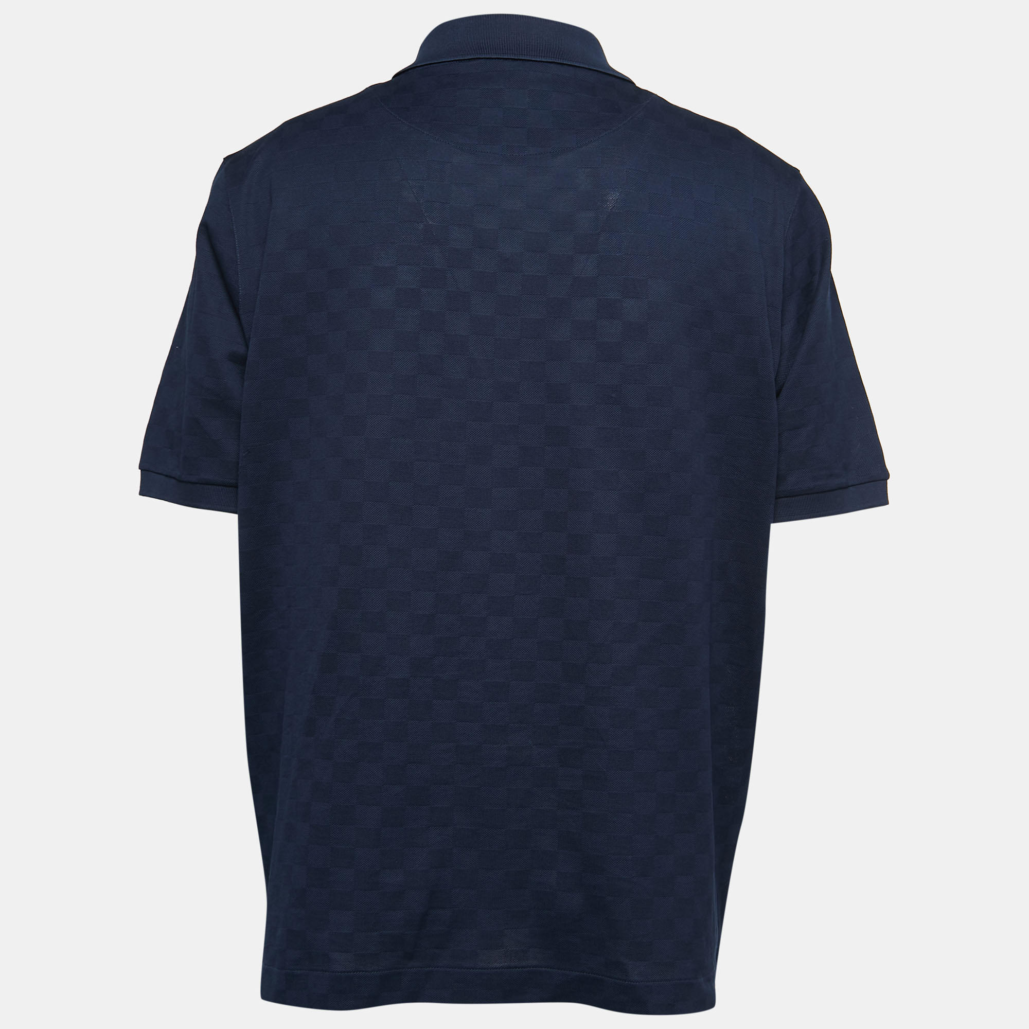 

Louis Vuitton Dark Blue Damier Pattern Cotton Polo T-Shirt