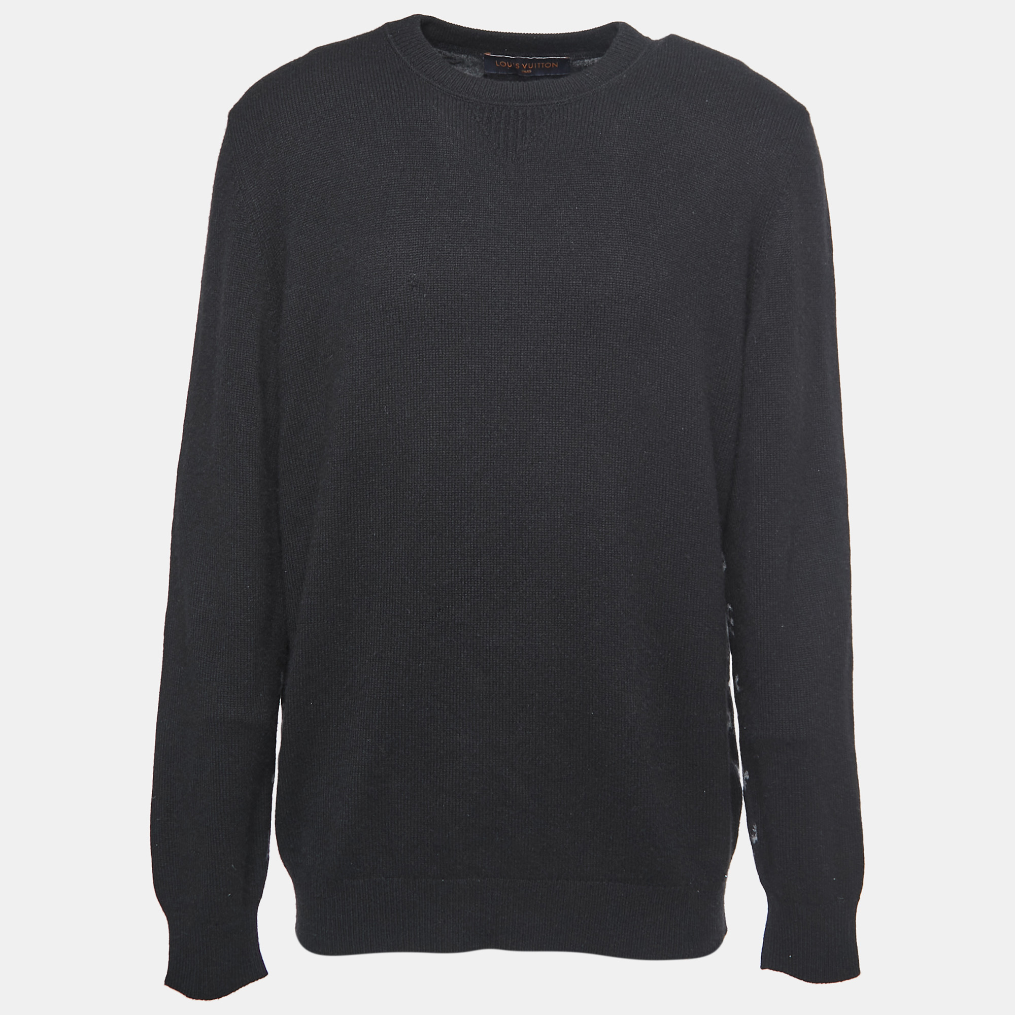 

Louis Vuitton Black Cashmere Monogram Pullover