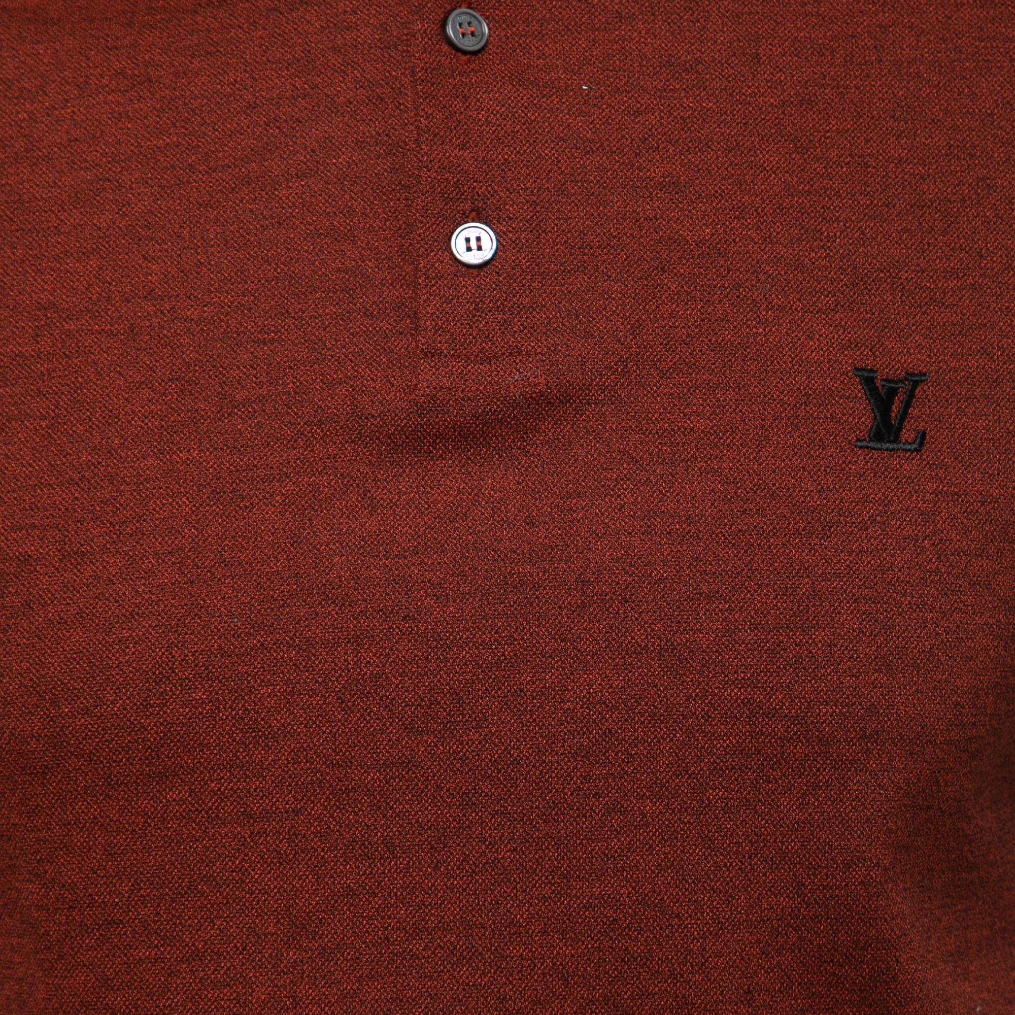 Louis Vuitton Brown Melange Cotton Polo T-Shirt S