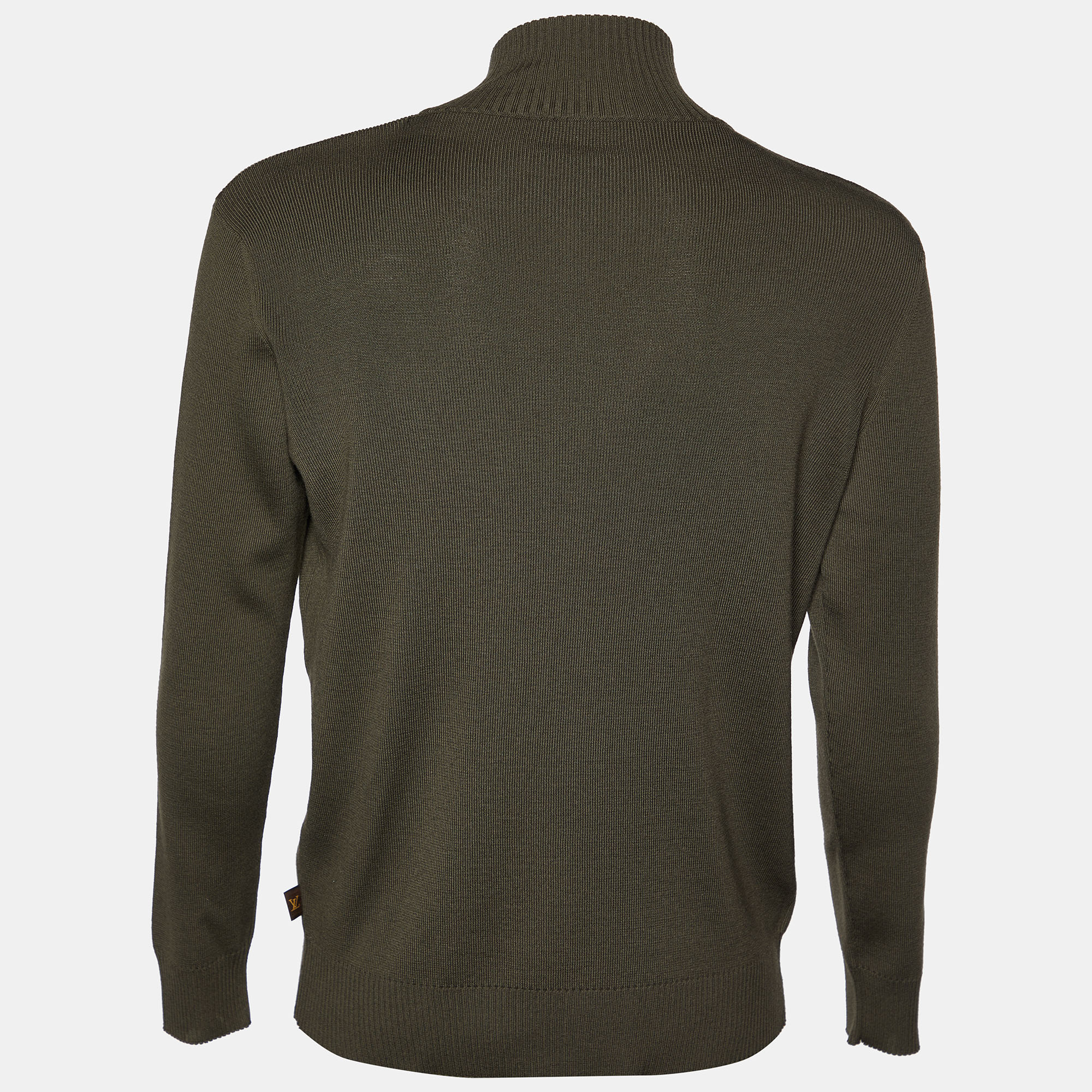 

Louis Vuitton Green Wool Knit Zip Front Jacket