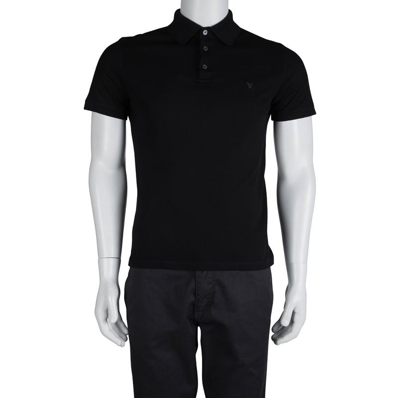 Louis Vuitton Black Honeycomb Knit Polo T-Shirt S Louis Vuitton | TLC