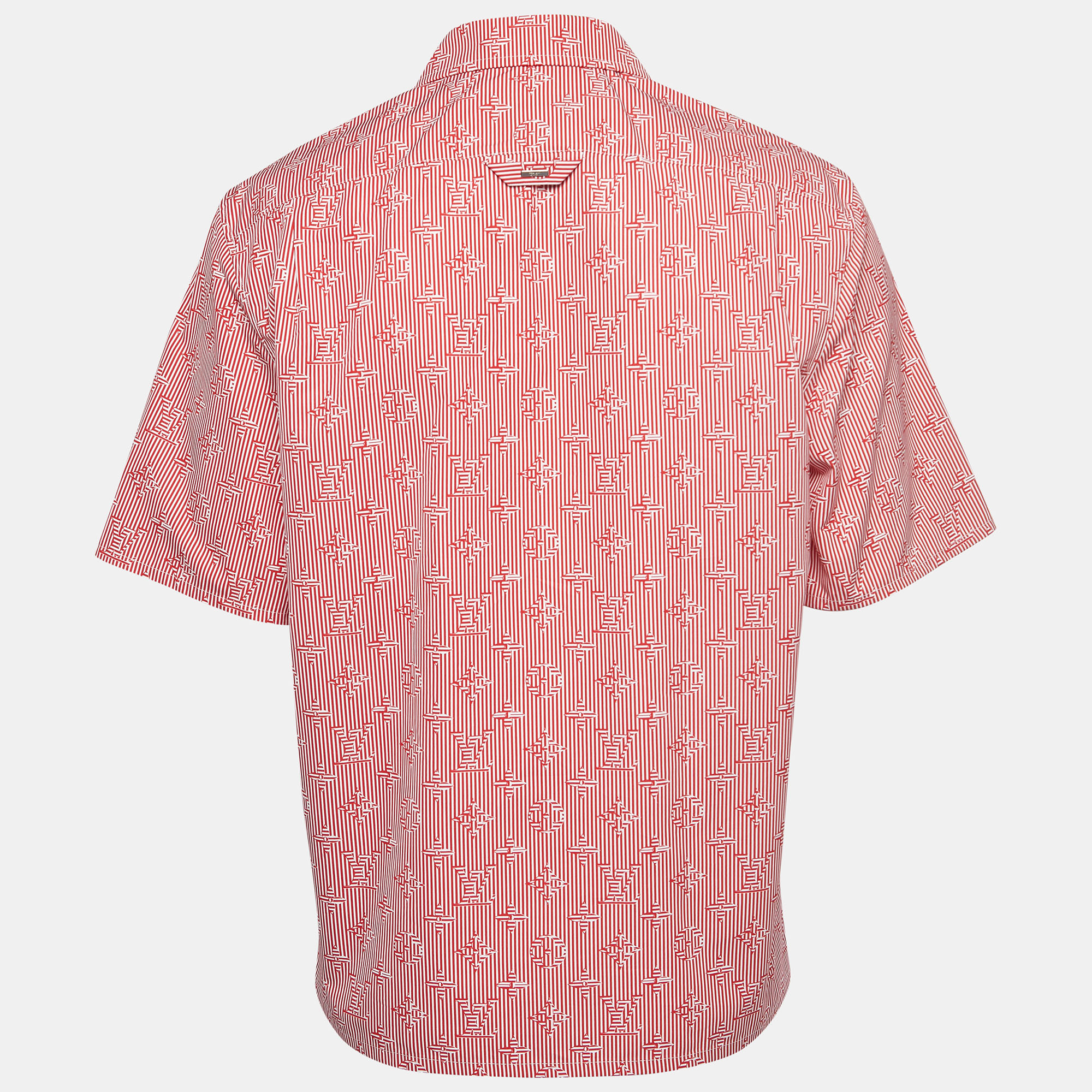 

Louis Vuitton Red Logo Print Cotton Button Front Half Sleeve Shirt