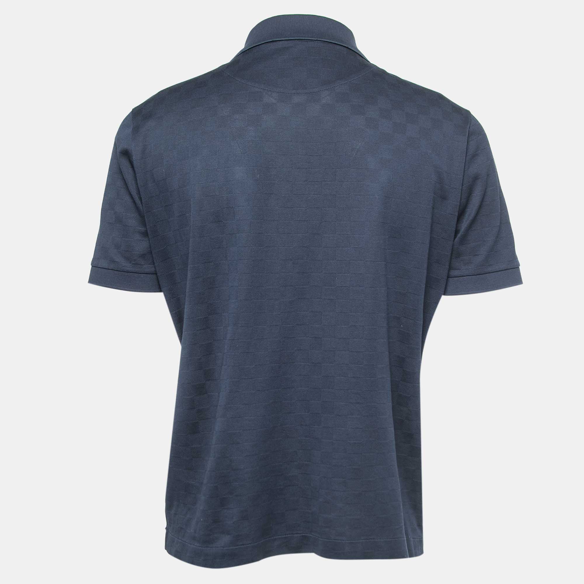 

Louis Vuitton Navy Blue Damier Cotton Polo T-Shirt