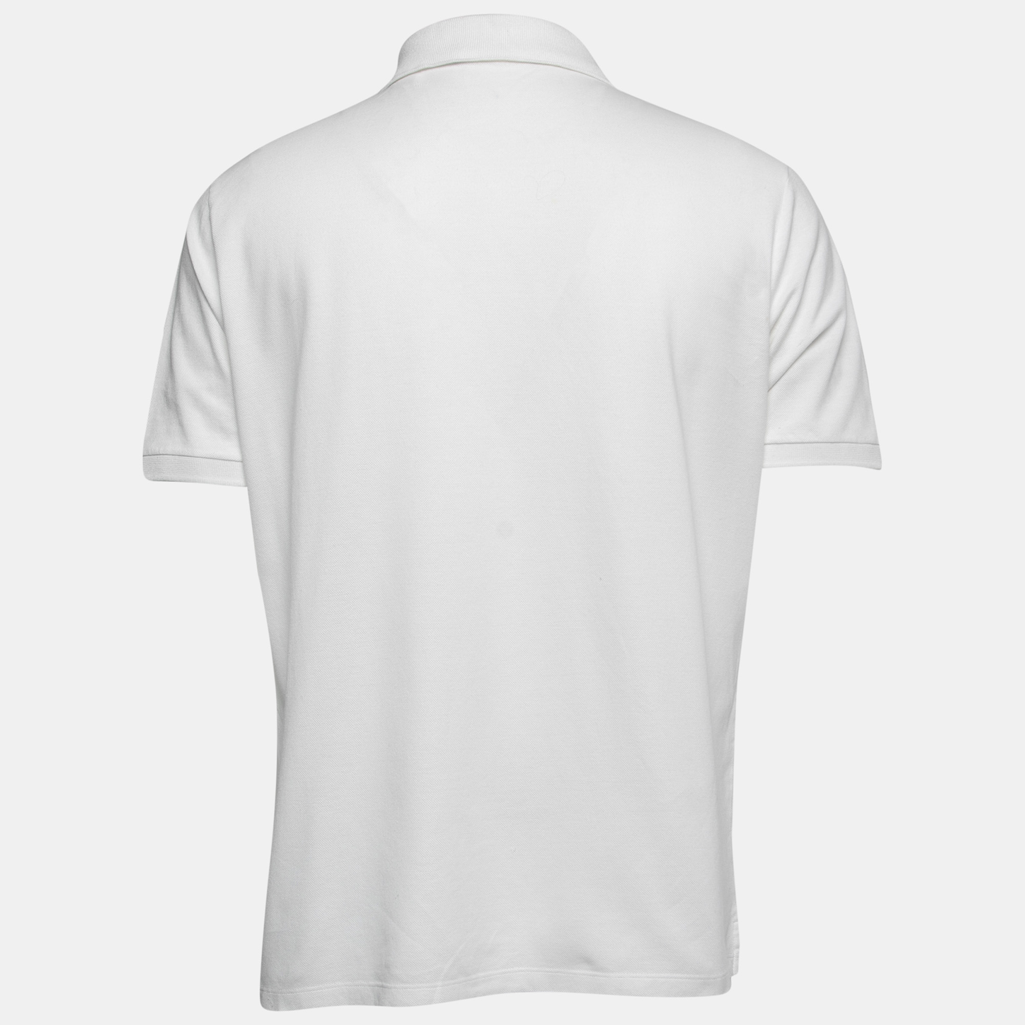 

Louis Vuitton White Cotton Pique Logo Embroidered Polo T-Shirt