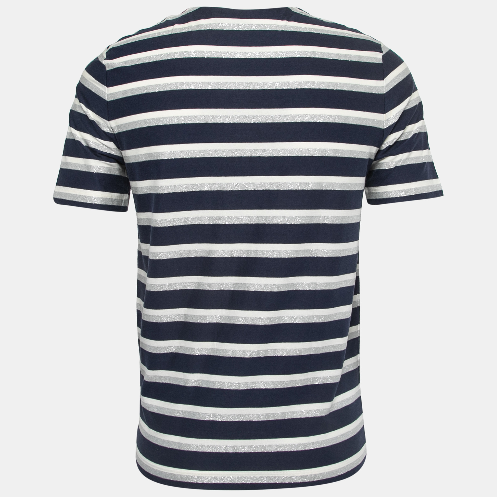 

Louis Vuitton Navy Blue Striped Lurex & Cotton Knit T-Shirt