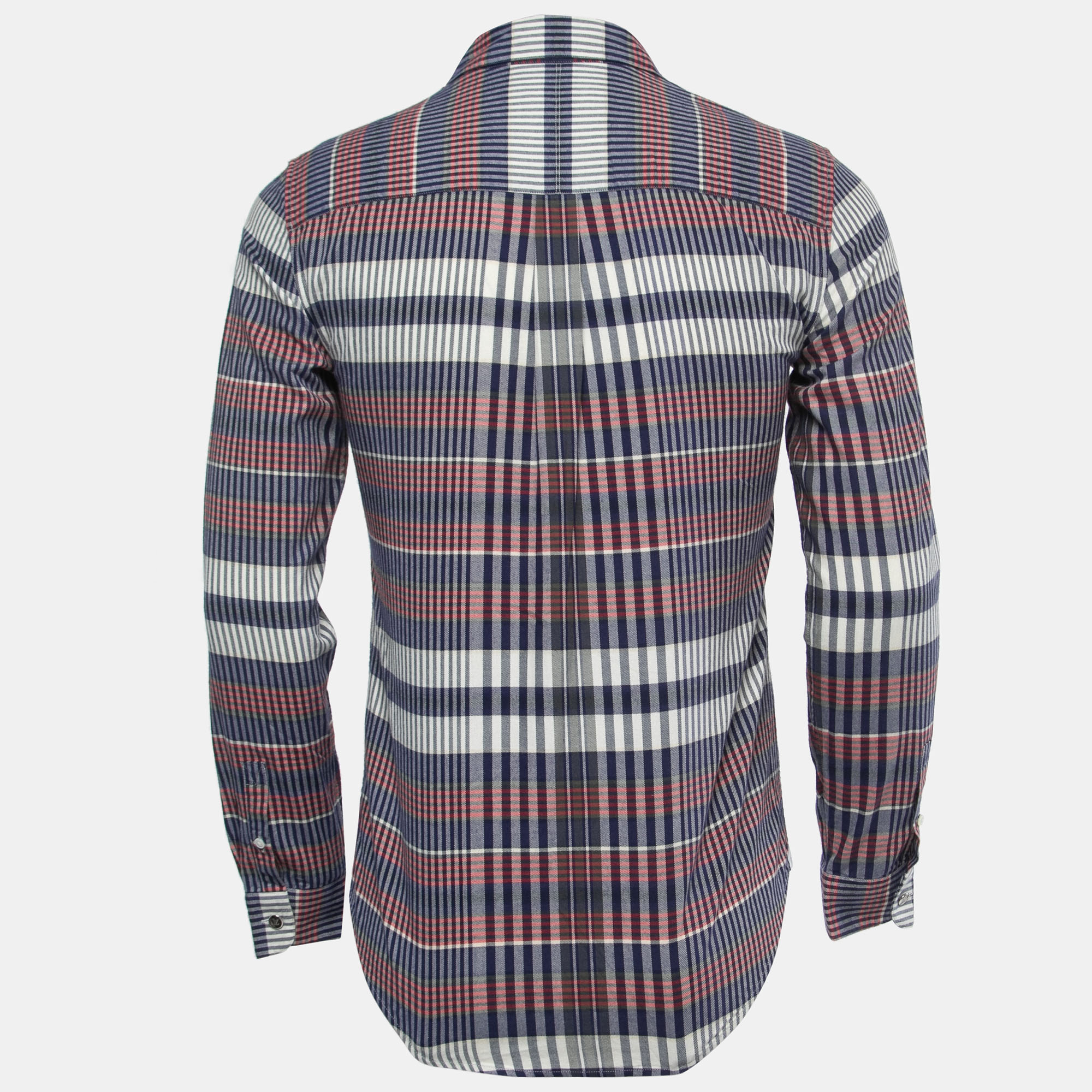 

Louis Vuitton Navy Blue Plaid Cotton Button Front Full Sleeve Shirt