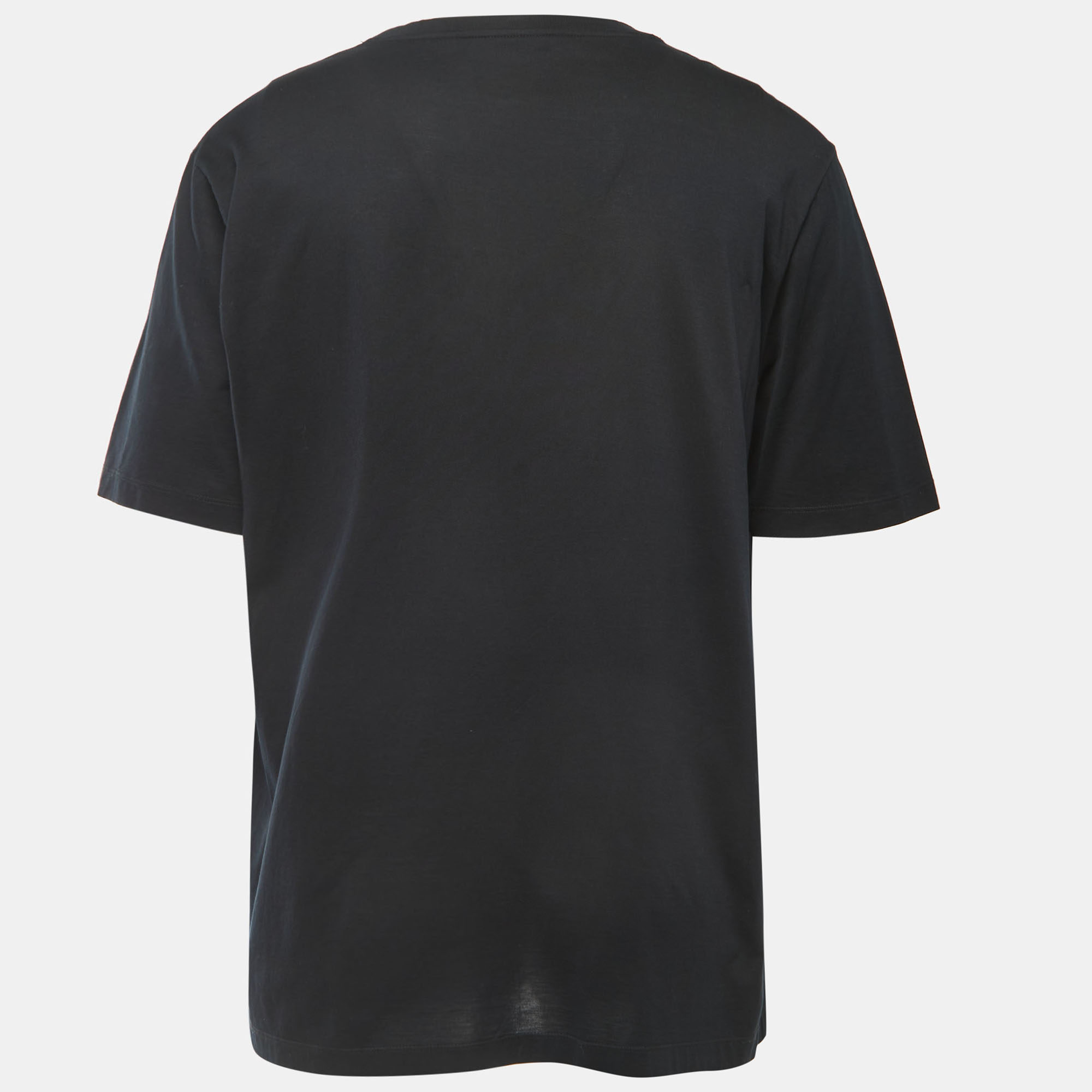 

Louis Vuitton Black Cotton Logo Patch Detailed Crew Neck Half Sleeve T-Shirt 4L