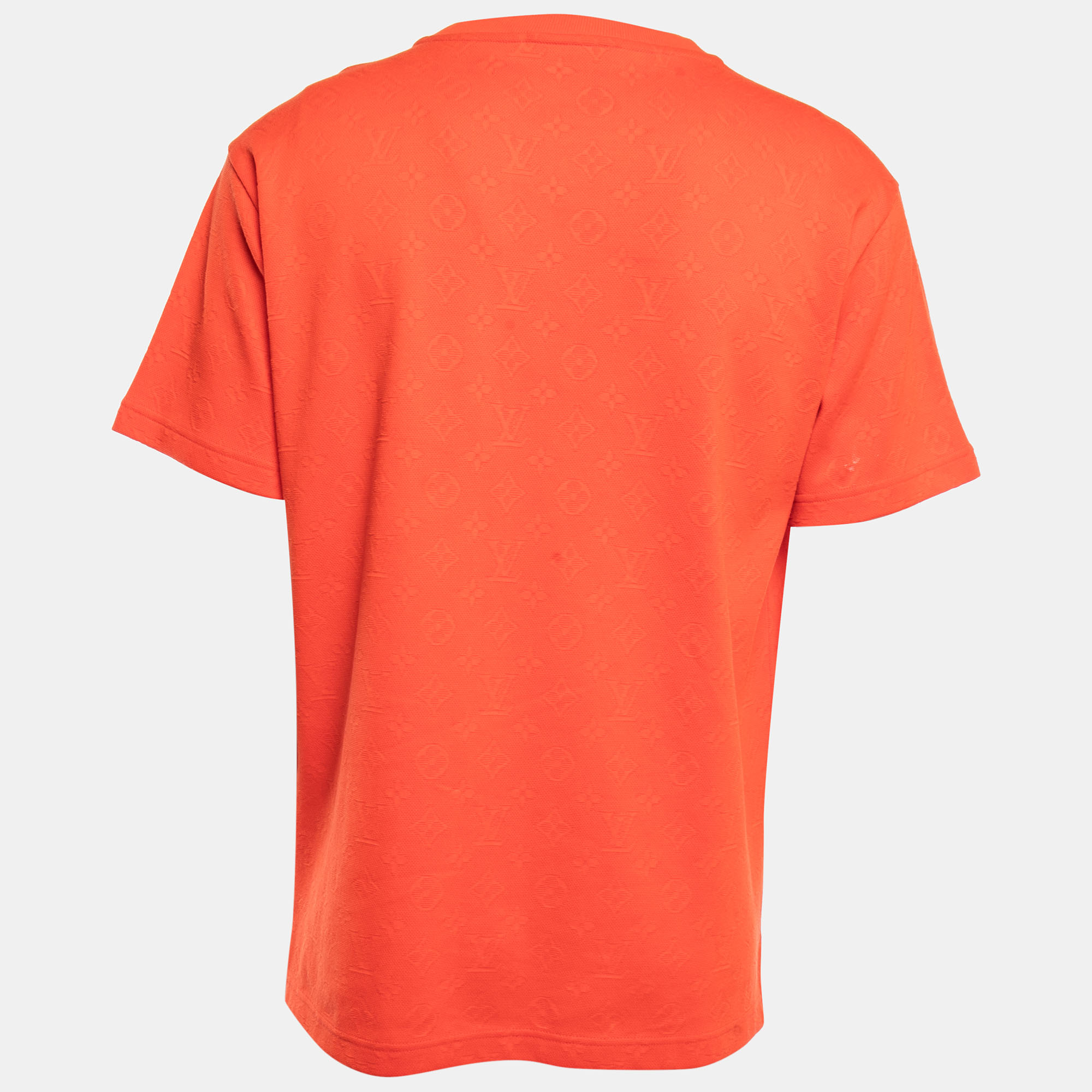 

Louis Vuitton Orange Monogram Cotton Pique Crew Neck Half Sleeve T-Shirt