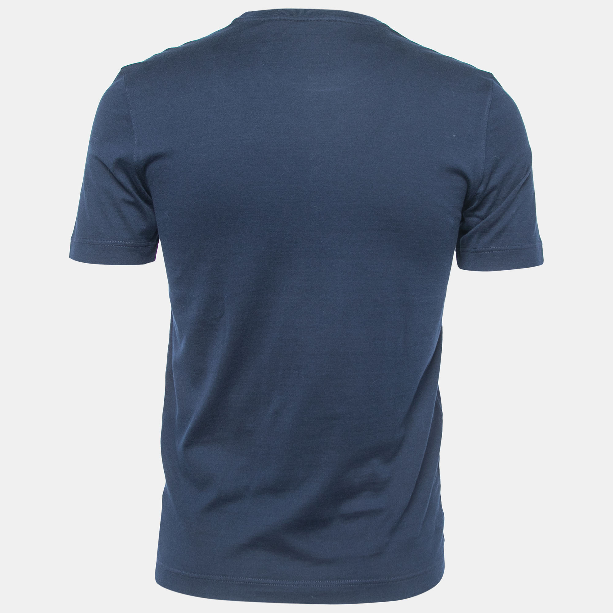 

Louis Vuitton Navy Blue Logo Embroidered Cotton Crew Neck Half Sleeve T-Shirt