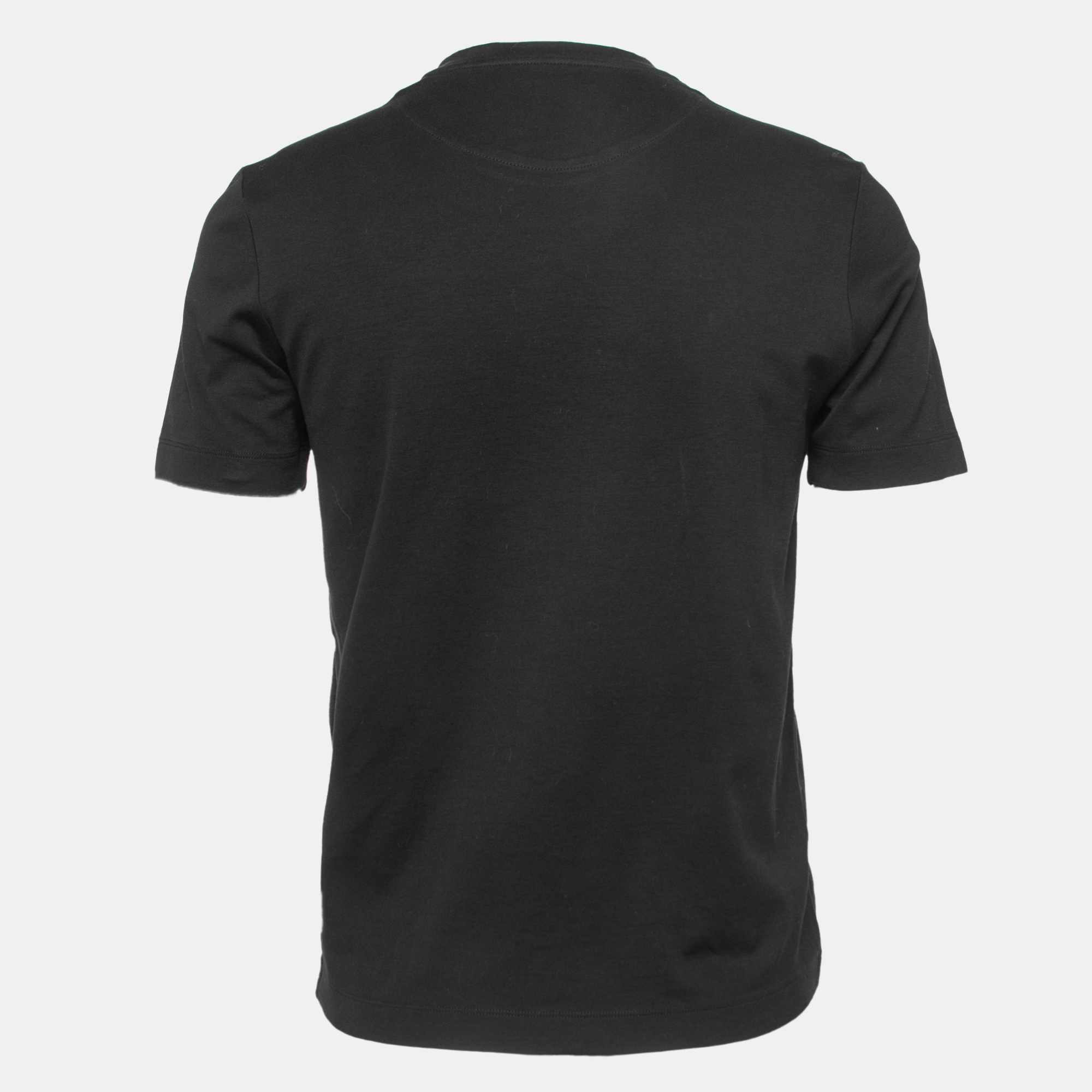 

Louis Vuitton Black Logo Embroidered Cotton Crew Neck Half Sleeve T-Shirt