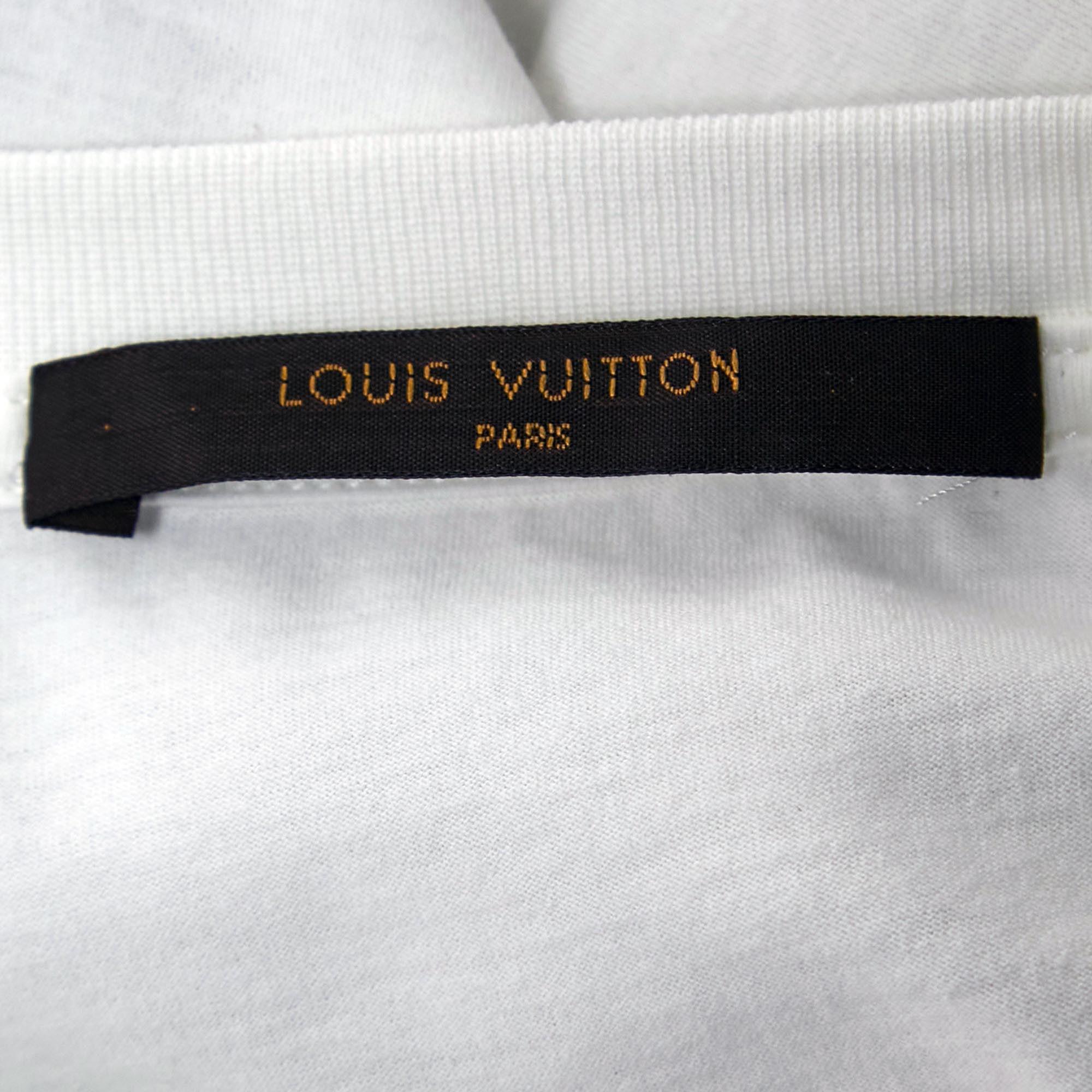 Louis Vuitton White Print Cotton Crew Neck Half Sleeve T-Shirt M