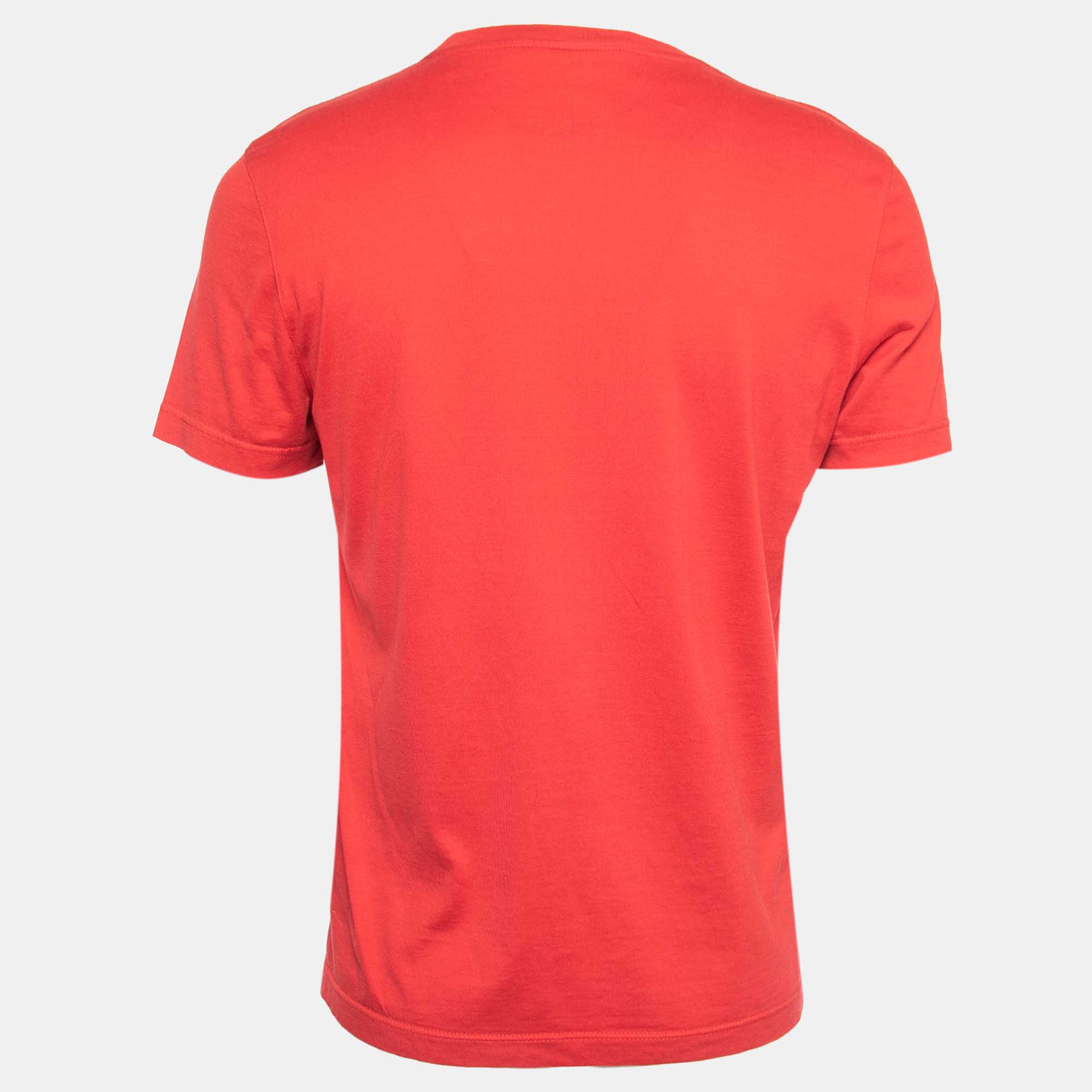 

Louis Vuitton Red Cotton Logo-Embroidered T-Shirt