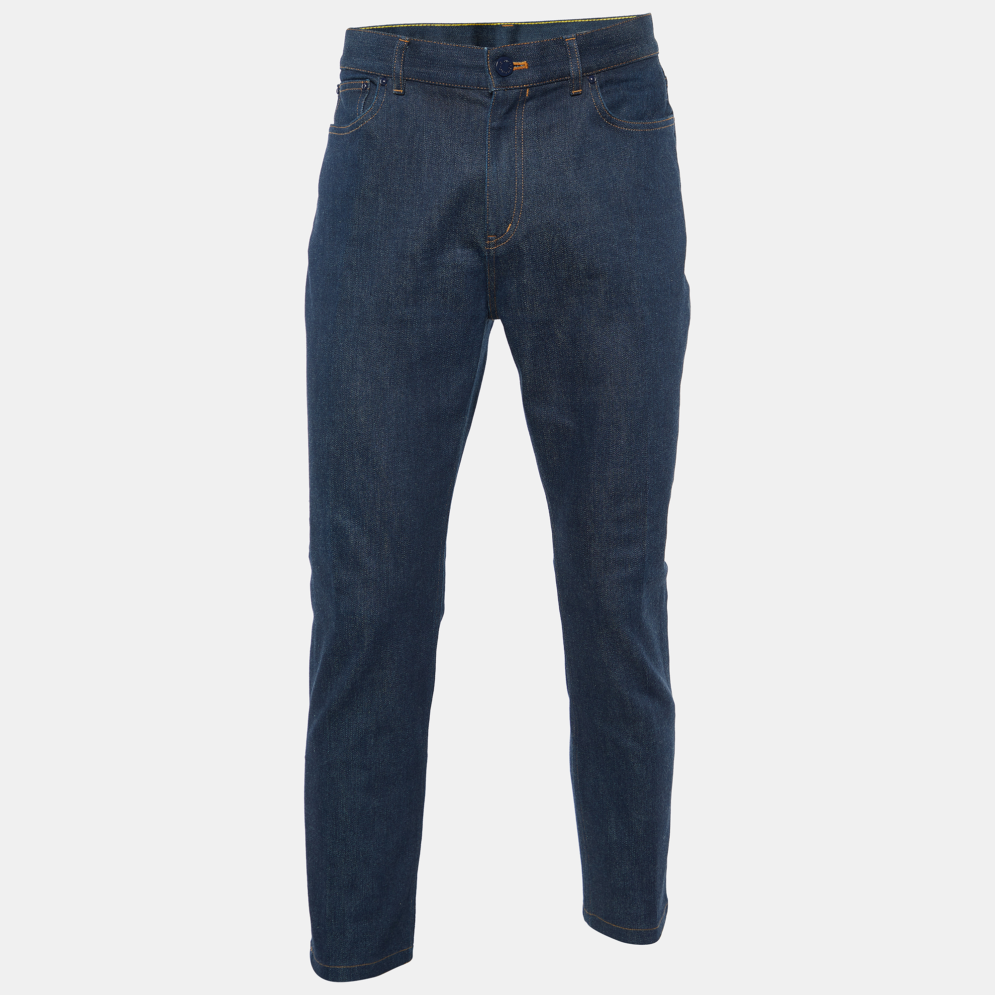 Pre Owned Louis Vuitton Dark Blue Denim Regular Fit Jeans L/Waist 36"