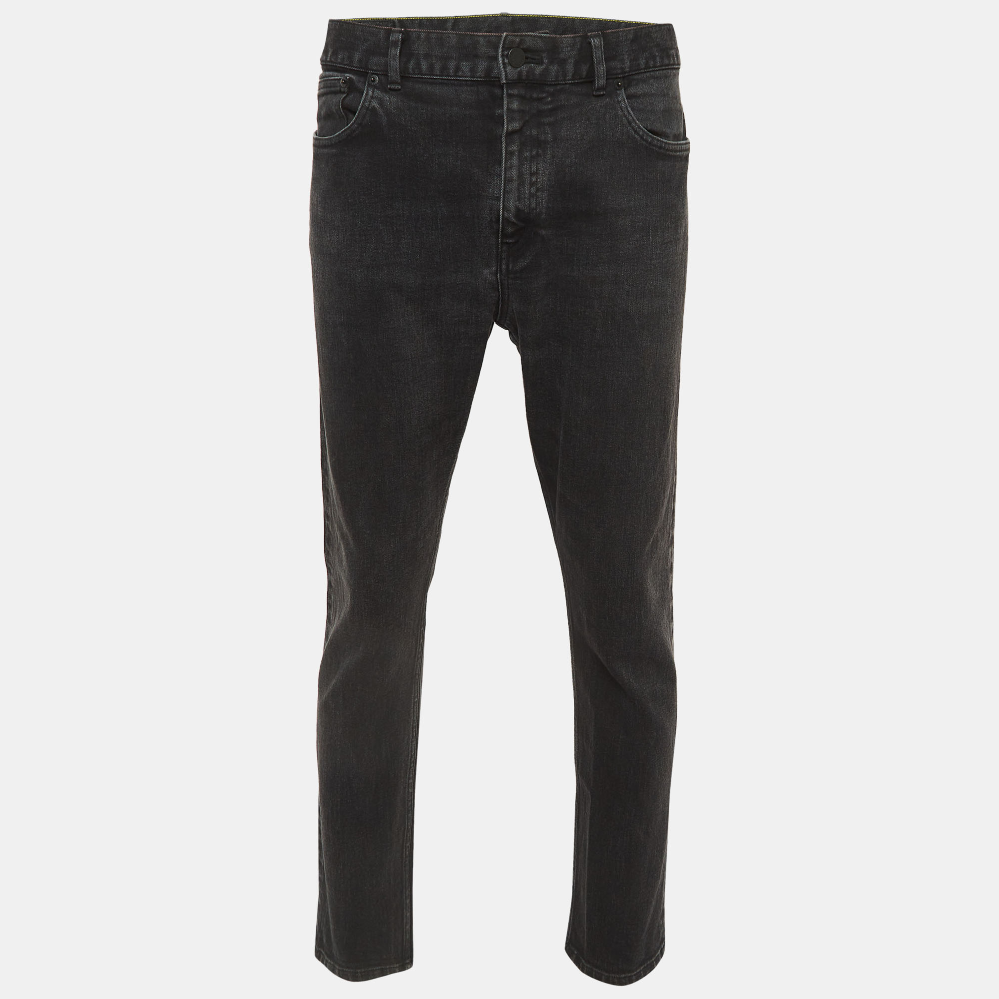 Pre-owned Louis Vuitton Charcoal Black Denim Stretch Slim Jeans Xxl Waist 38''