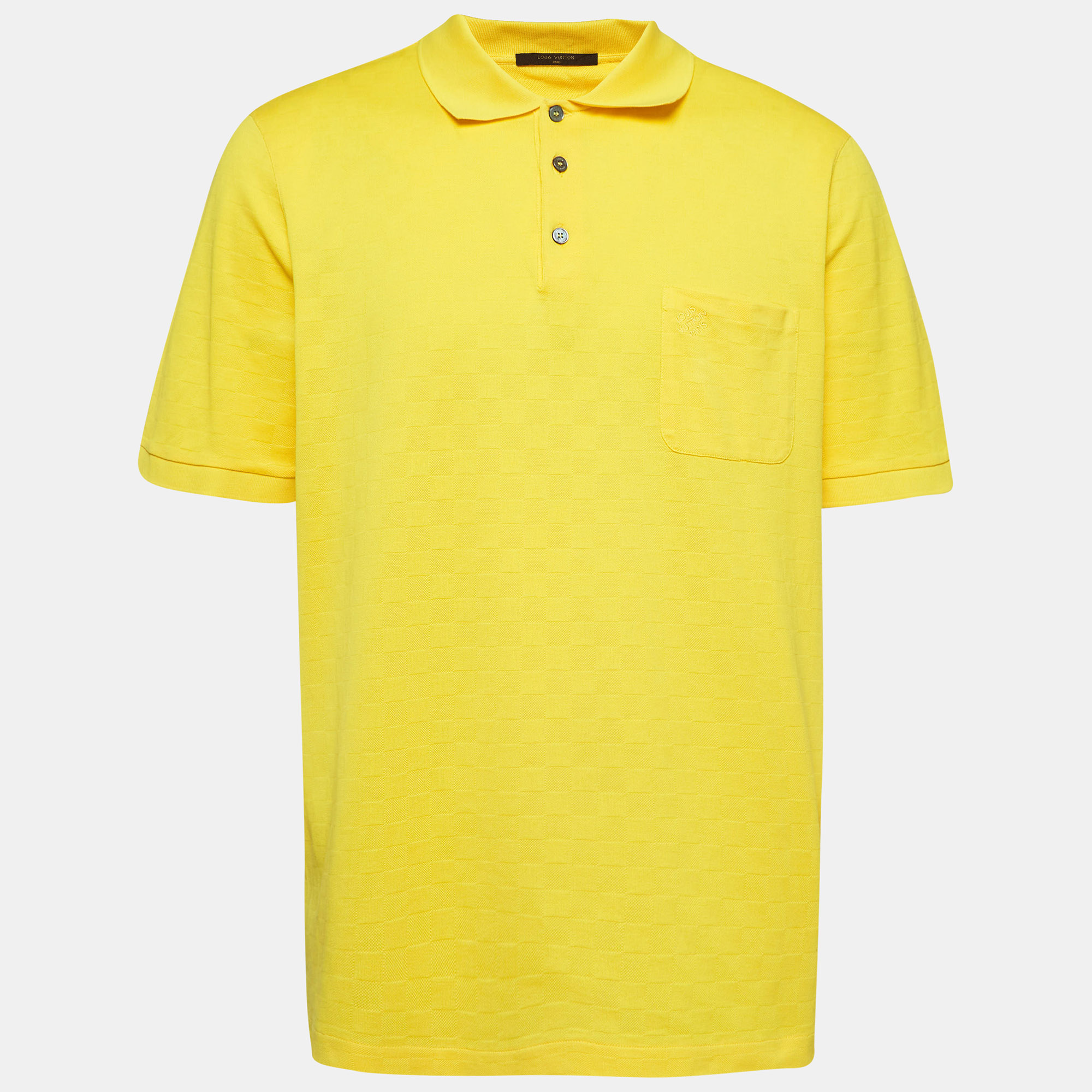 

Louis Vuitton Yellow Patterned Cotton Knit Polo T-shirt 5L