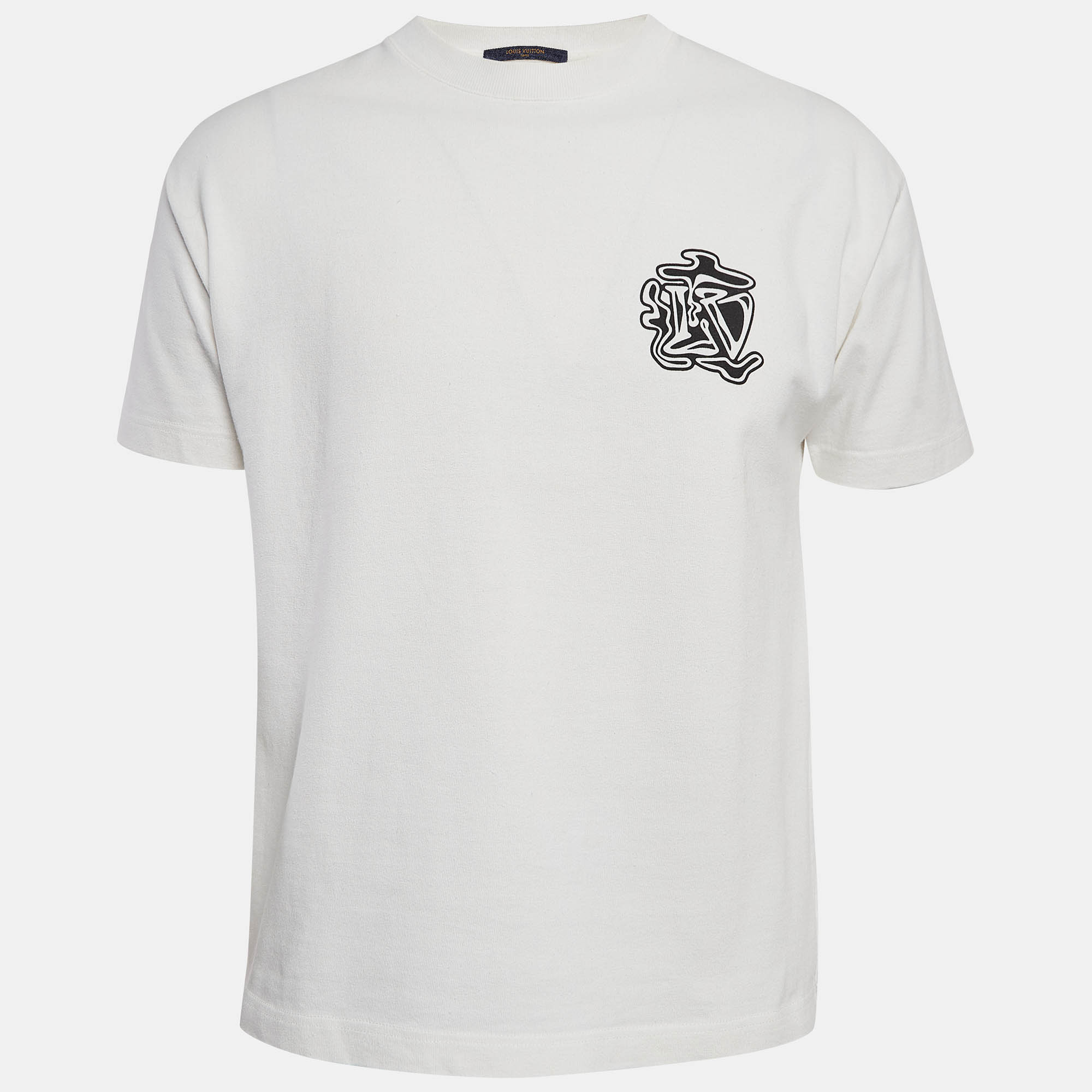 

Louis Vuitton Off White Smoke Logo Print Cotton T-Shirt S