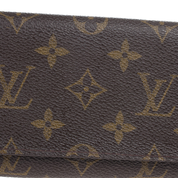 Auth LOUIS VUITTON Monogram Brown Leather Bifold Flap Long Wallet Columbus  #9471