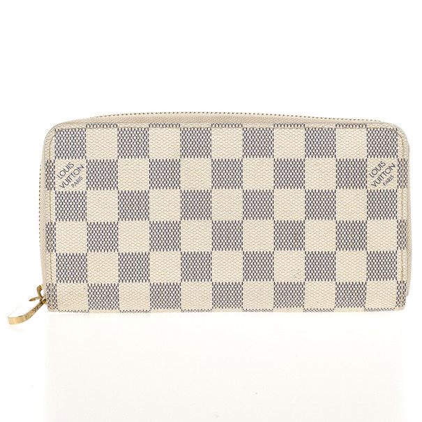 Pre Owned Louis Vuitton Damier Azur Canvas Zippy Wallet 