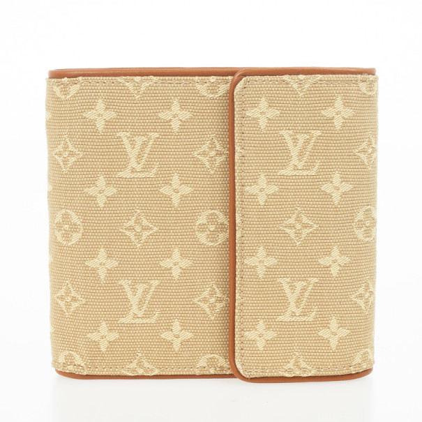 مملوكة مسبقًا Louis Vuitton Khaki Monogram Mini Lin Compact Wallet