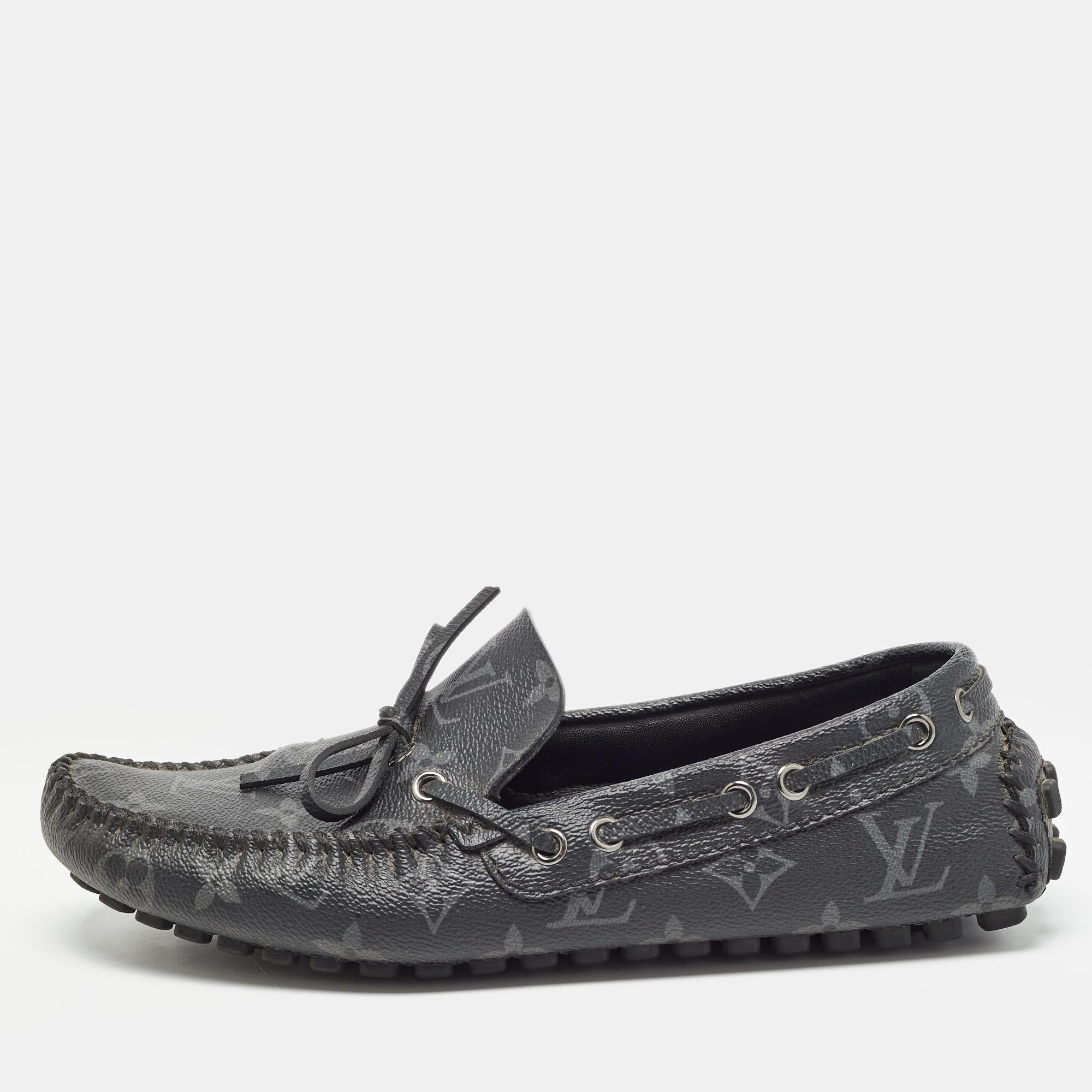 

Louis Vuitton Monogram Eclipse Canvas Arizona Loafers Size 39.5, Black