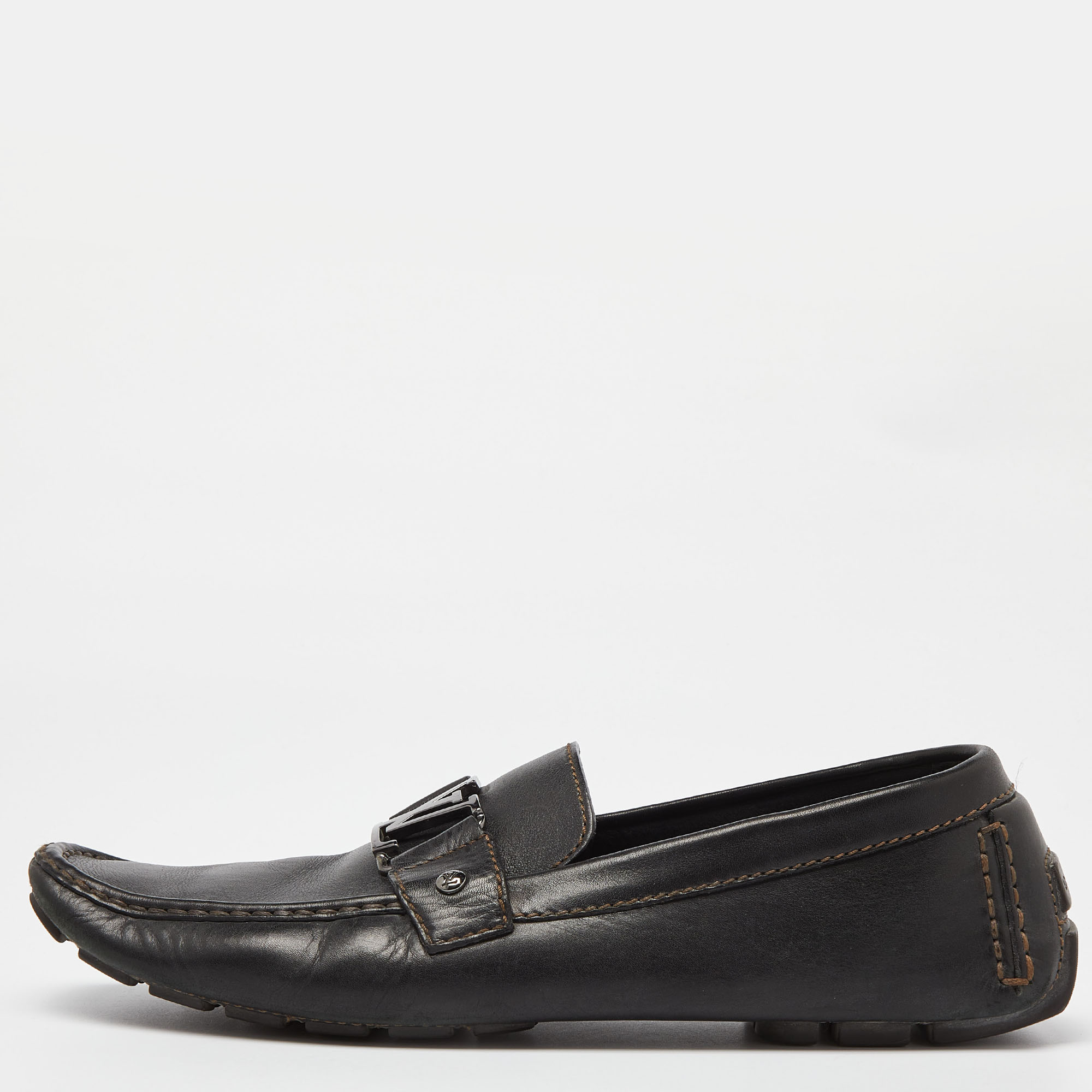 

Louis Vuitton Black Leather Monte Carlo Loafers Size 45.5