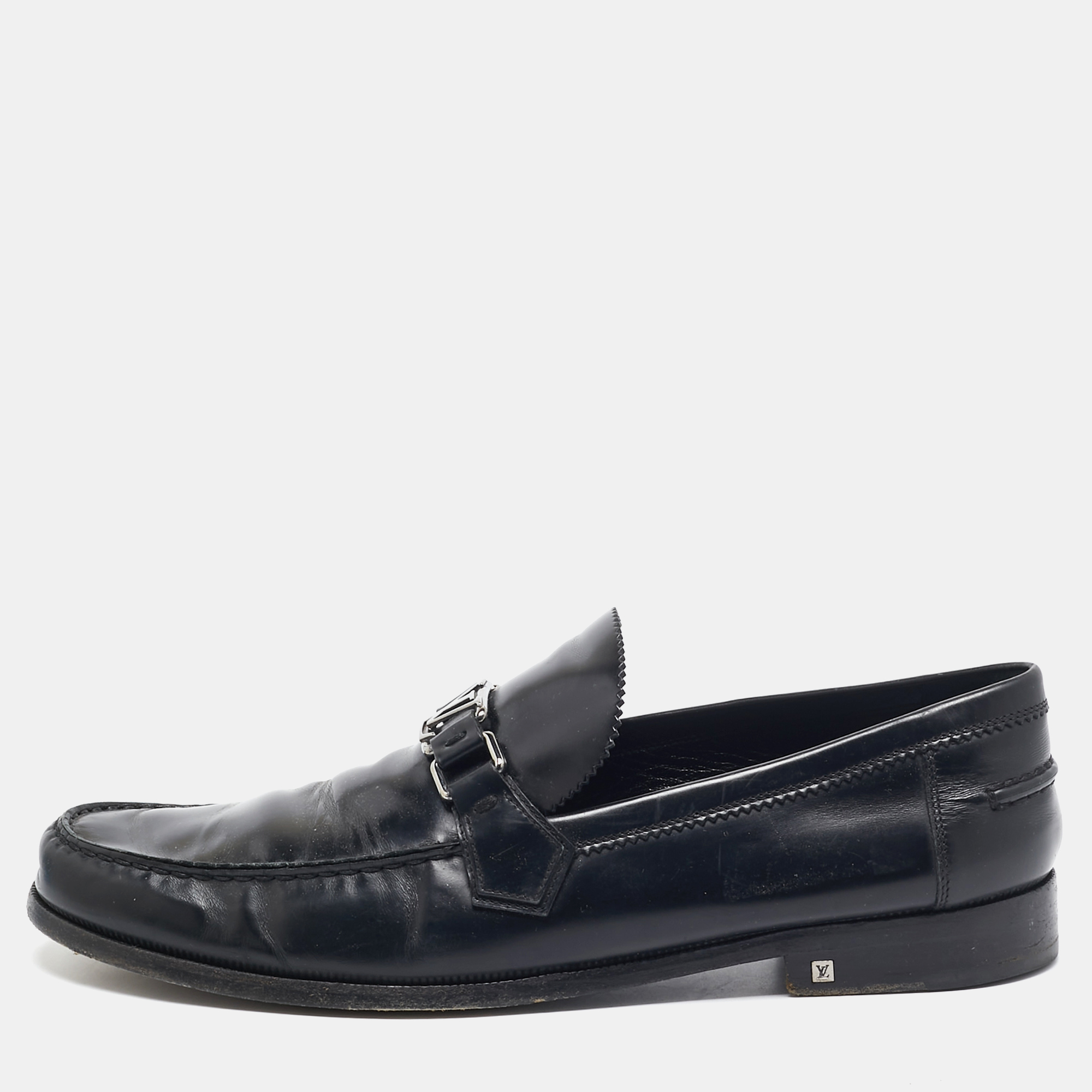 

Louis Vuitton Black Leather Slip On Loafers Size