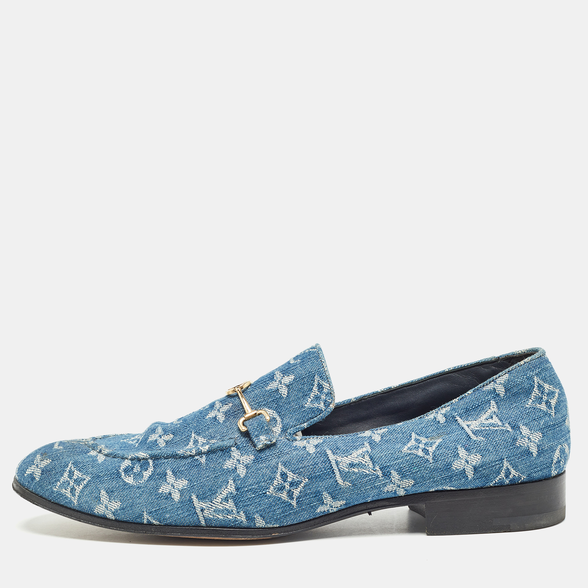 

Louis Vuitton Blue Monogram Denim Souliers Club Oxford Loafers Size 43