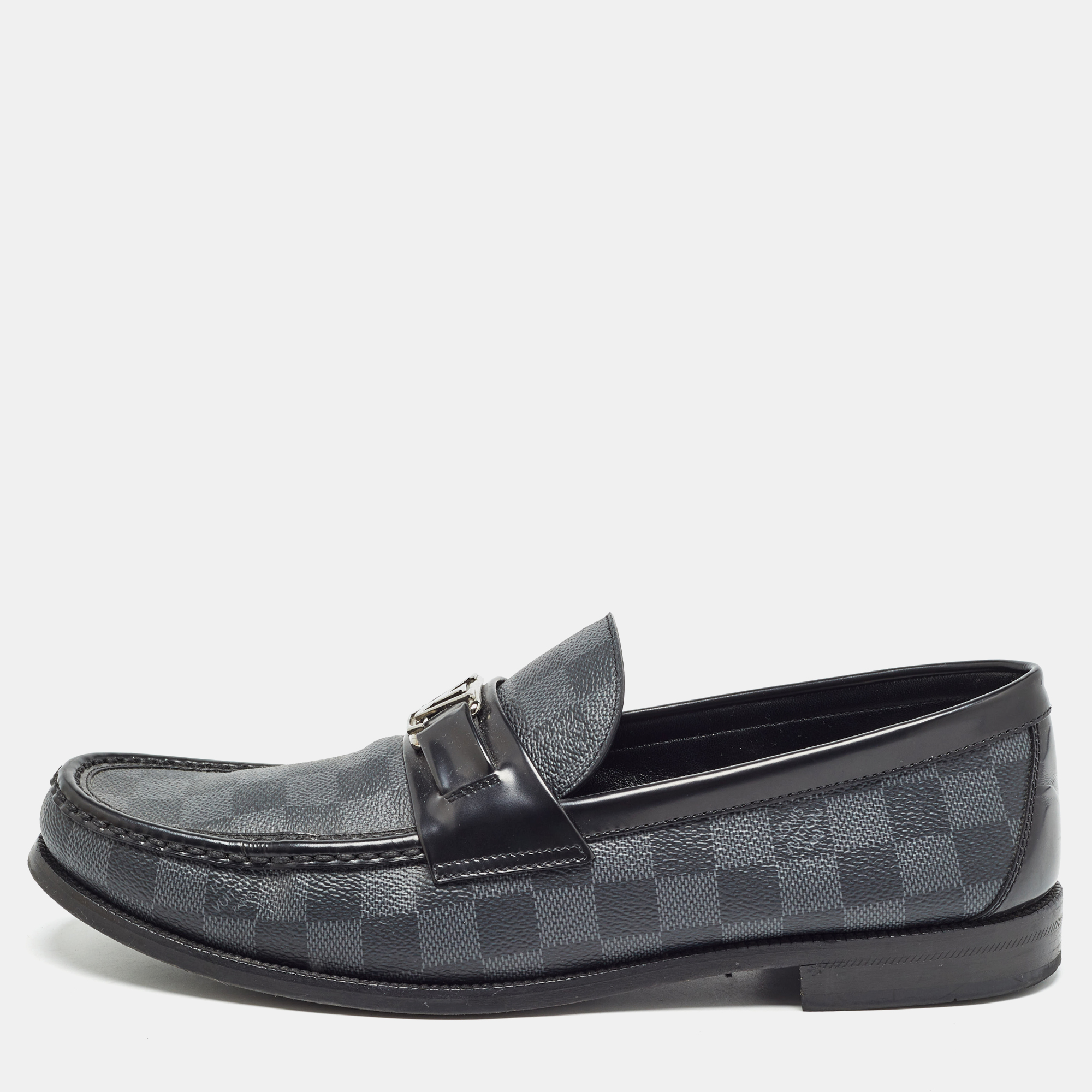 

Louis Vuitton Grey/Black Damier Graphite Canvas and Leather Major Loafers Size 44.5