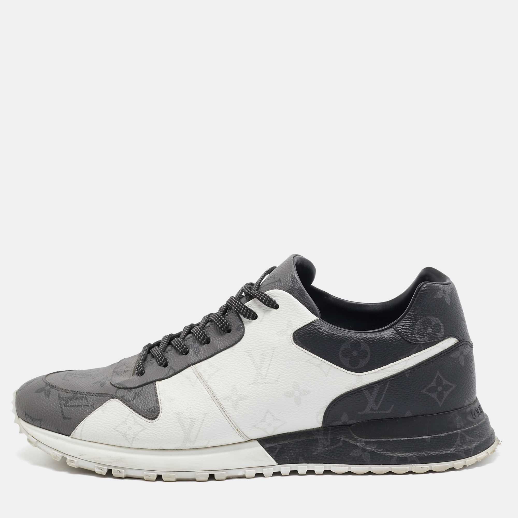 

Louis Vuitton White/Grey Monogram Canvas Run Away Sneakers Size 44.5, Black