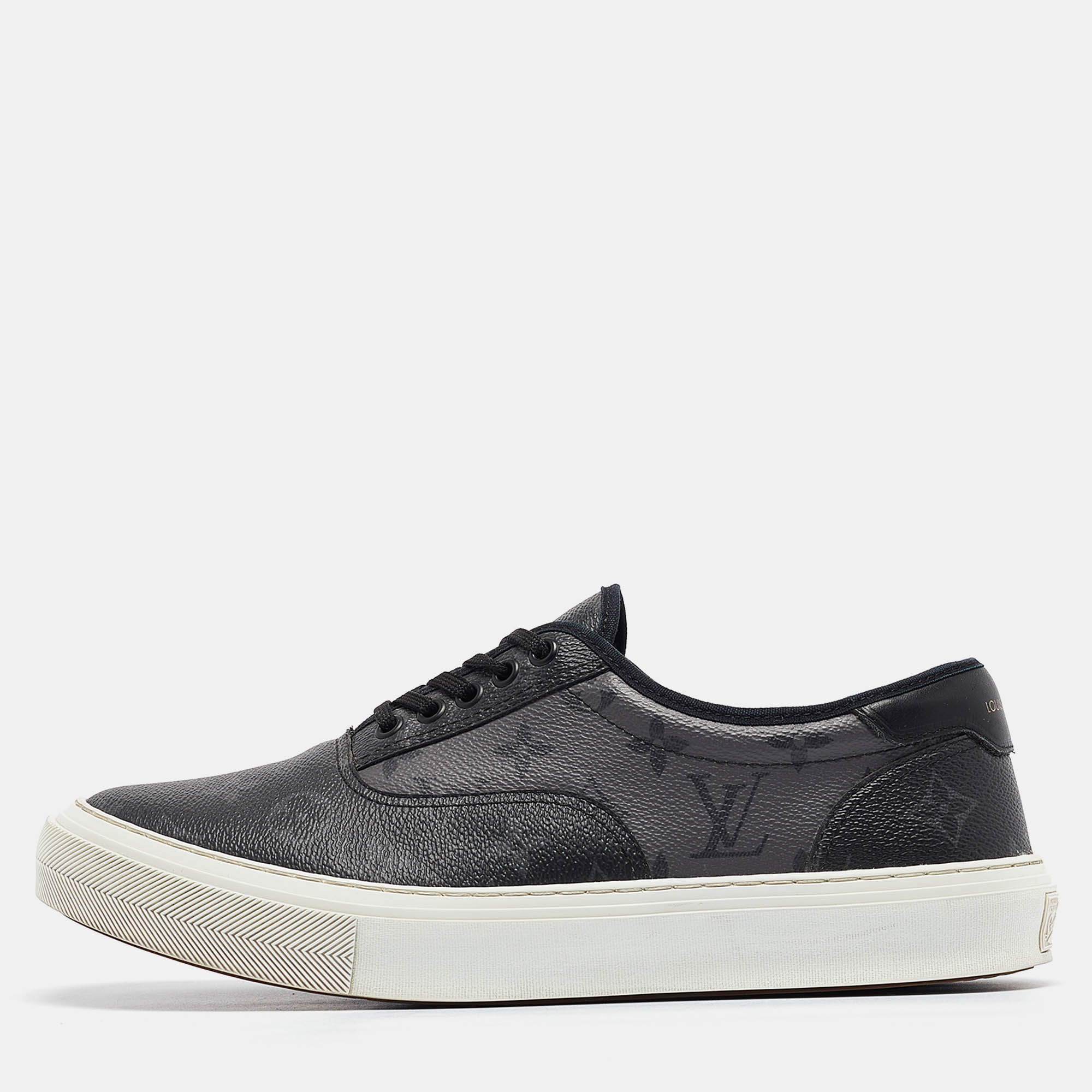 

Louis Vuitton Grey/Black Monogram Canvas and Leather Low Top Sneakers Size