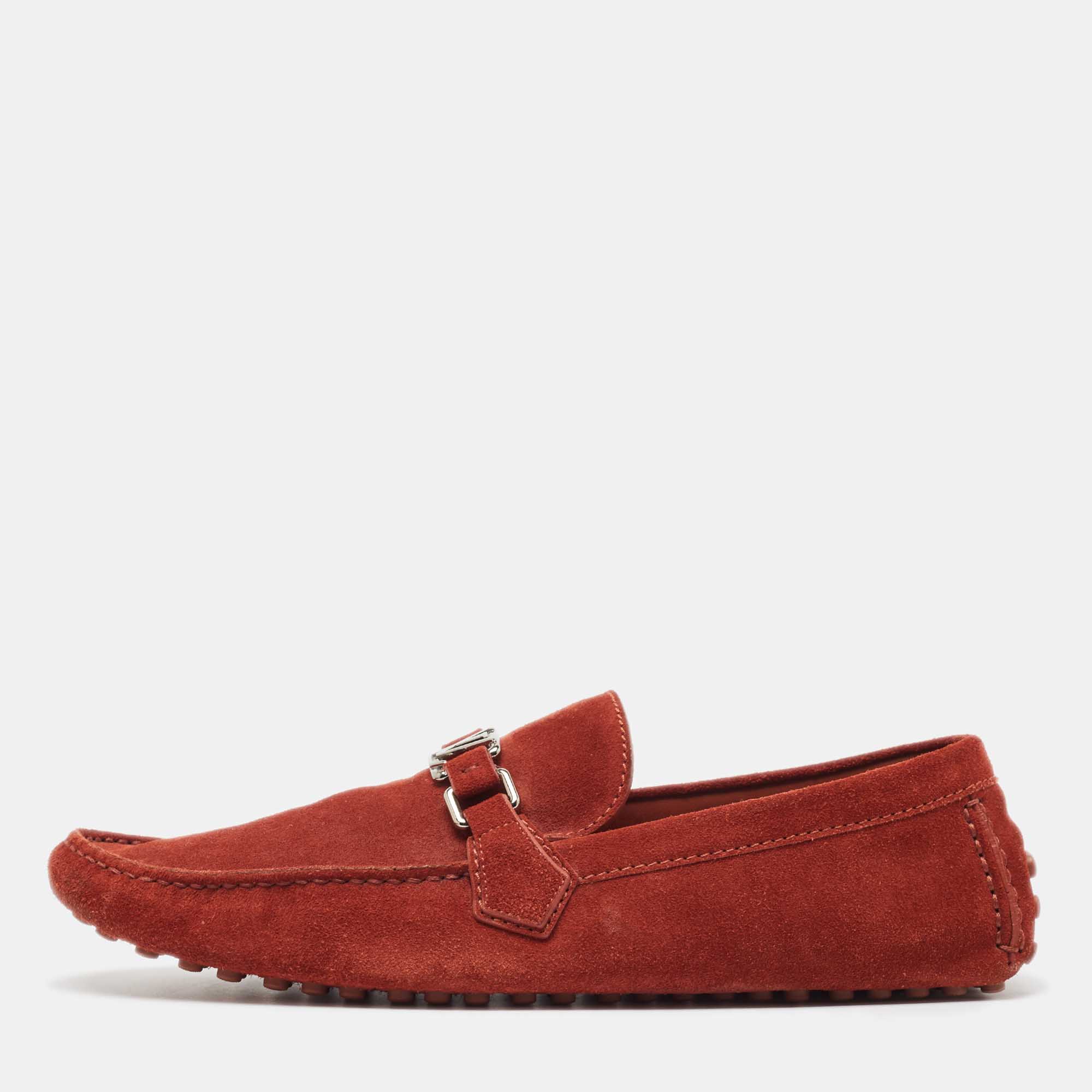 

Louis Vuitton Red Suede Hockenheim Loafers Size