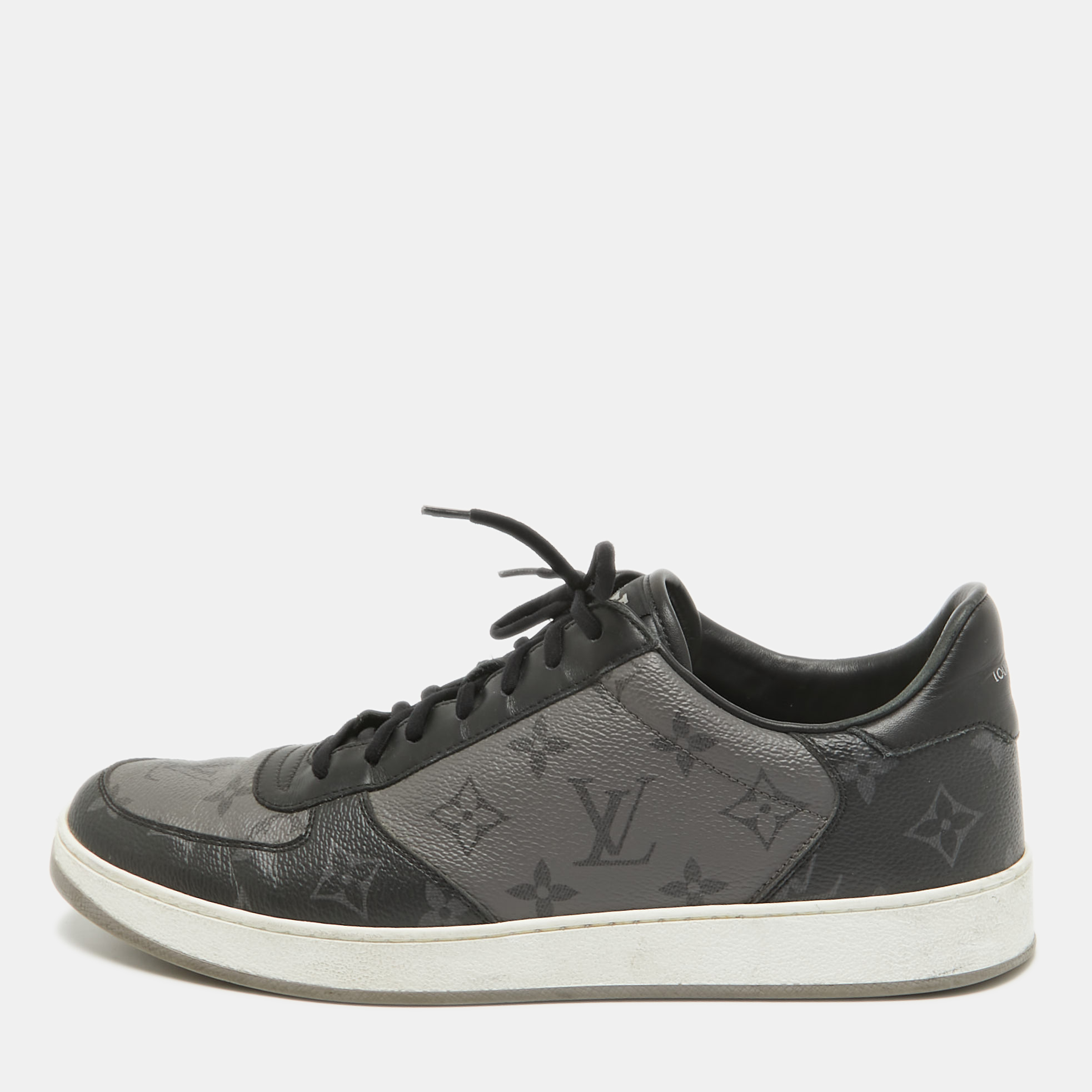 

Louis Vuitton Black/Grey Monogram Canvas and Leather Rivoli Sneakers Size 42