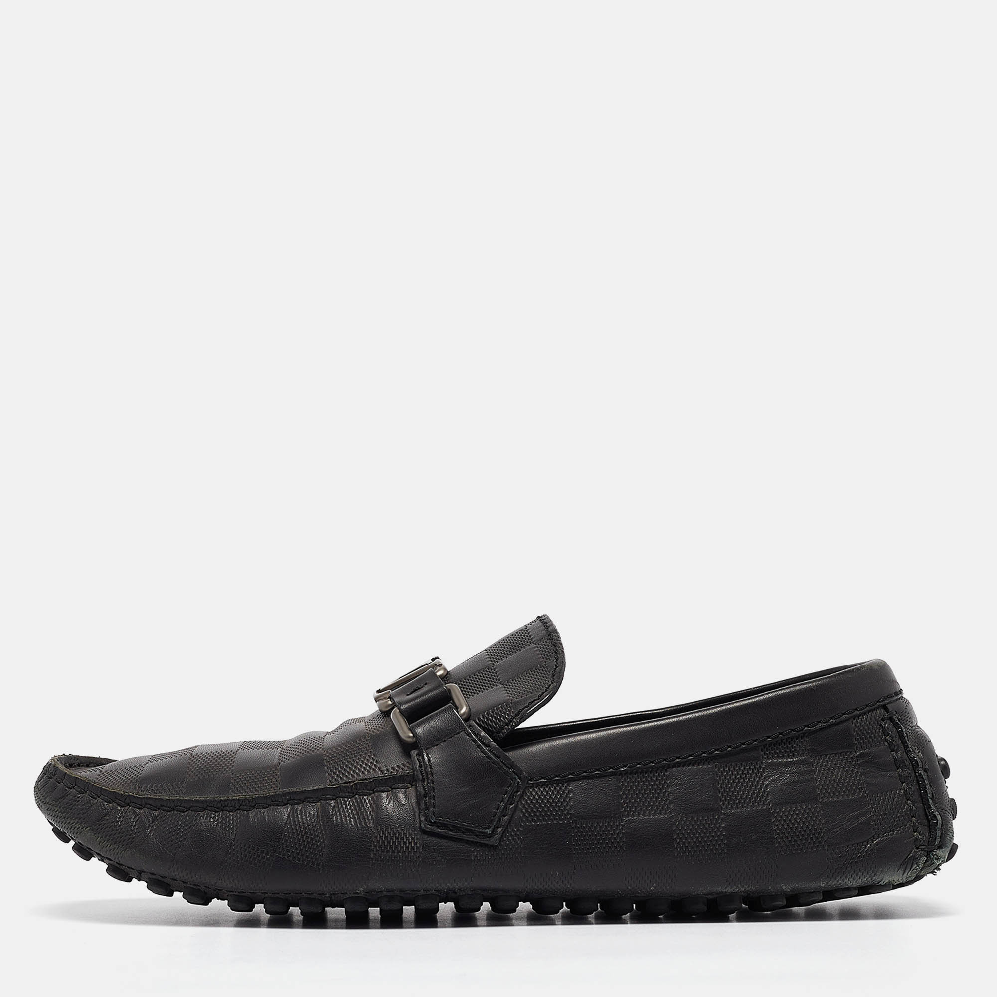 Pre-owned Louis Vuitton Black Leather Hockenheim Loafers Size 41