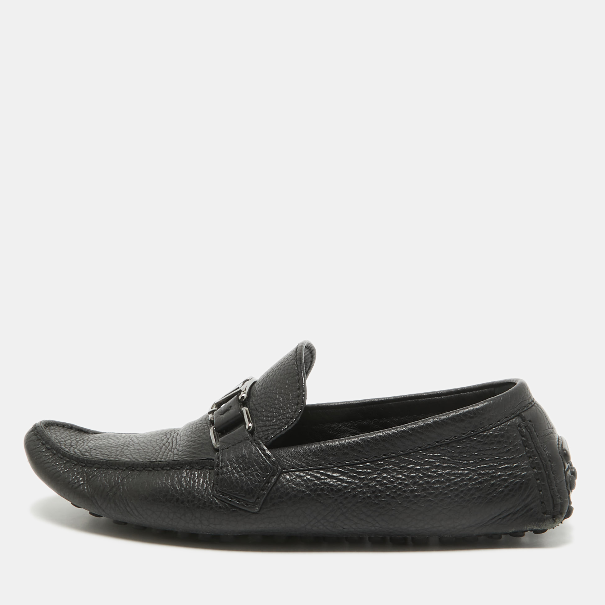 

Louis Vuitton Black Leather Hockenheim Slip on Loafers Size 40