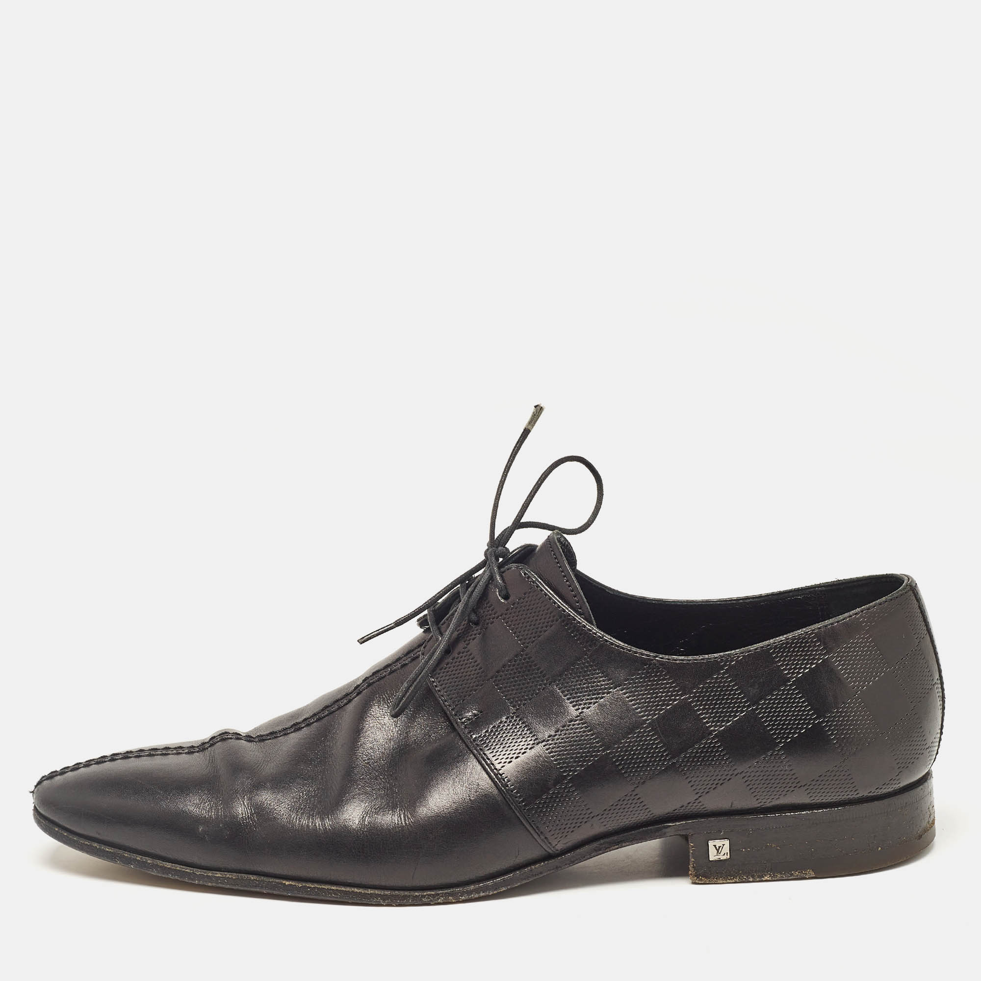 

Louis Vuitton Black Damiere Leather Lace Up Derby Size 42.5