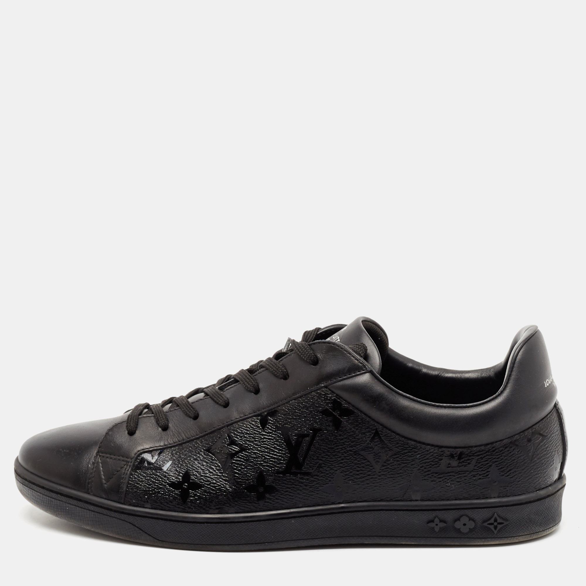 

Louis Vuitton Black Monogram Leather Luxembourg Sneakers Size 43