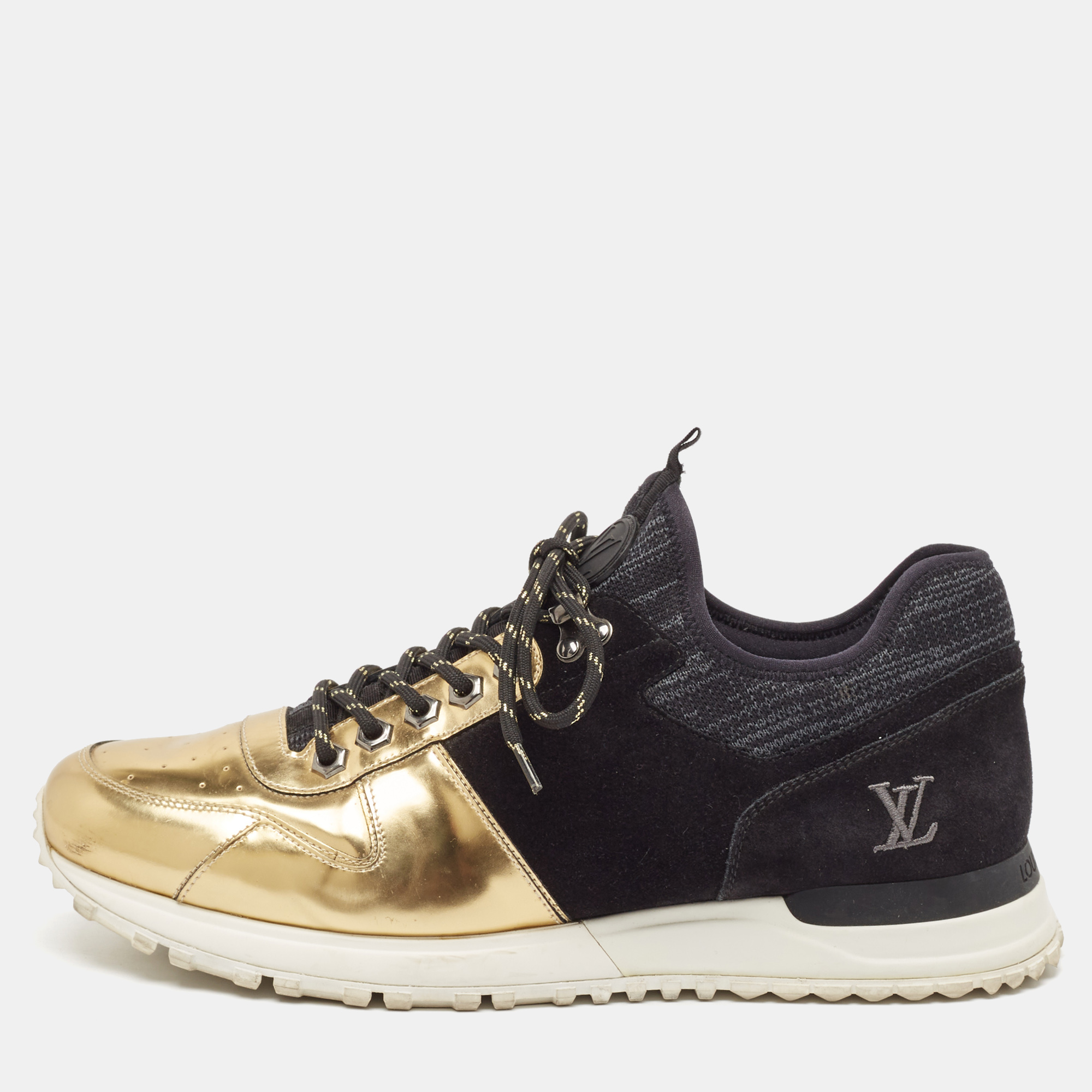 

Louis Vuitton Black/Gold Suede And Leather Run Away Sneakers Size 41.5