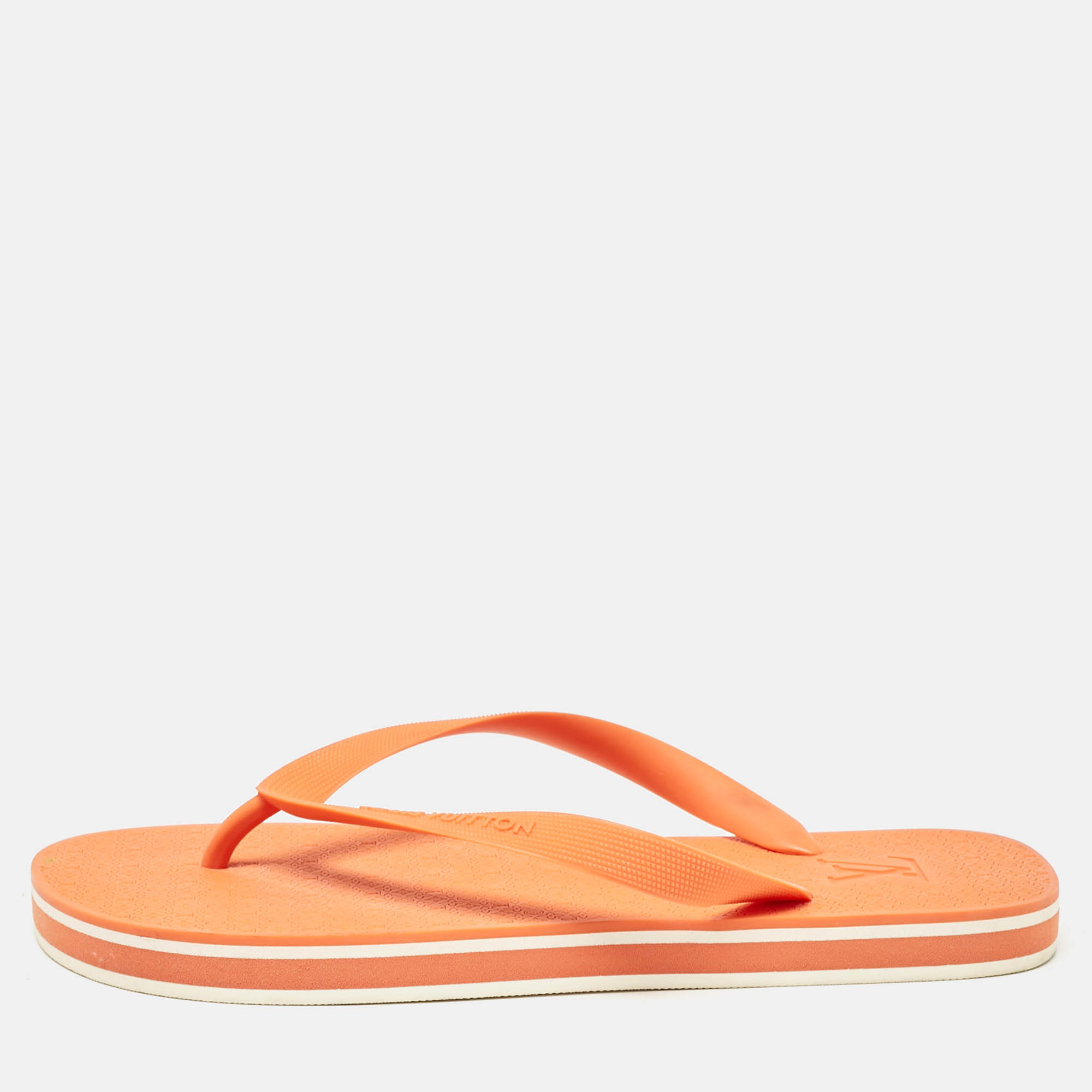 

Louis Vuitton Orange Rubber Flip Flops Size 41.5