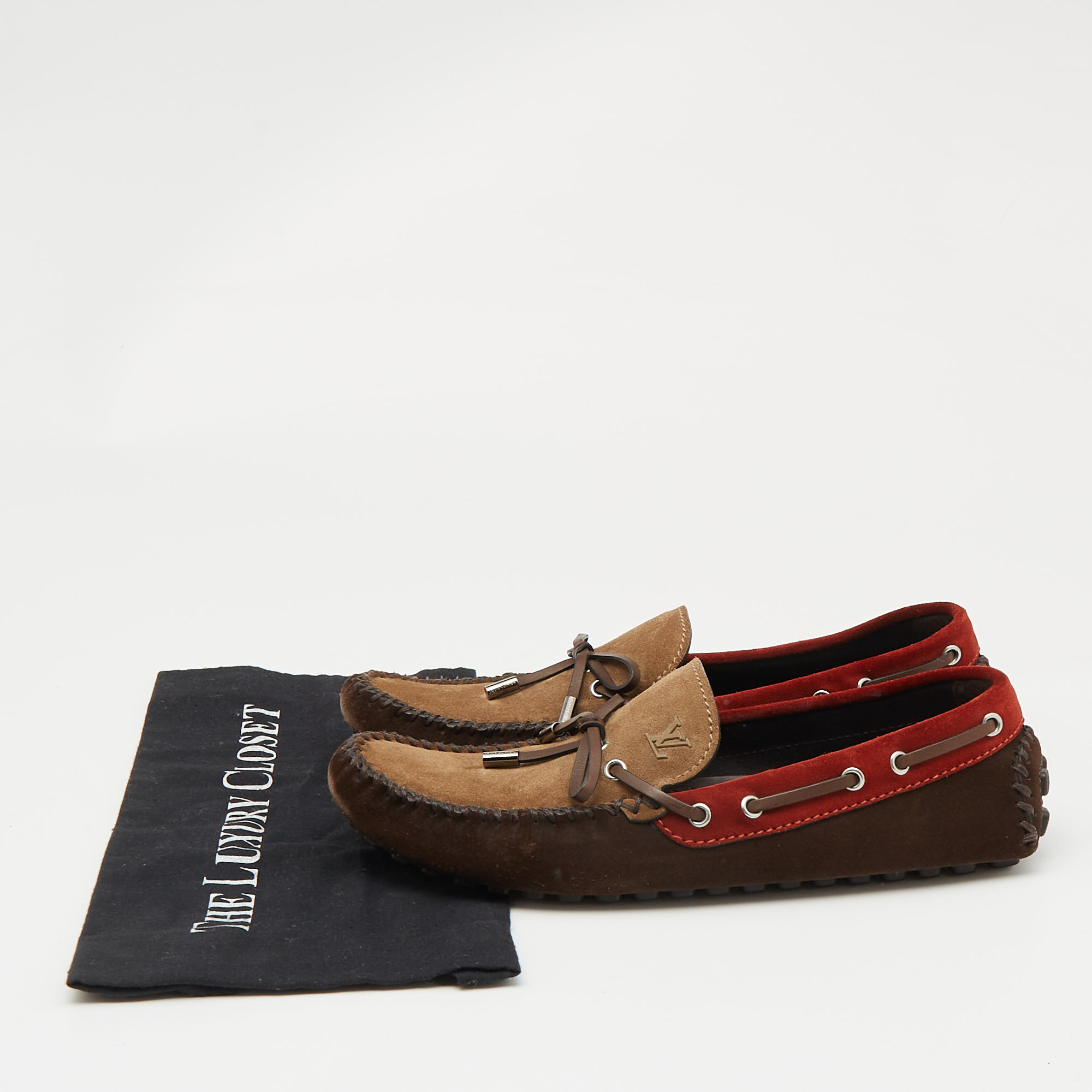 Louis Vuitton Tricolor Leather Hockenheim Slip on Loafers Size 42.5 