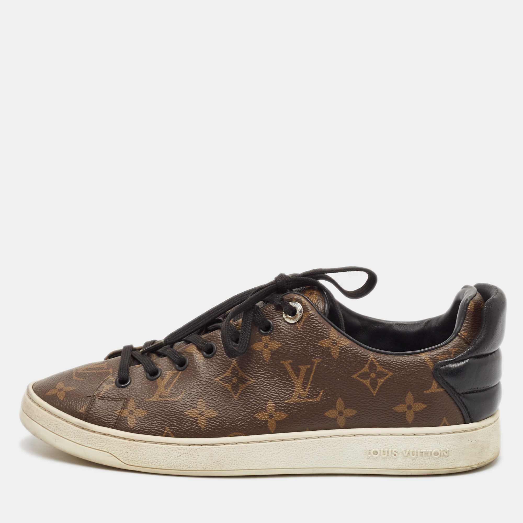 

Louis Vuitton Black Monogram Canvas and Leather Frontrow Low Top Sneakers Size 40.5