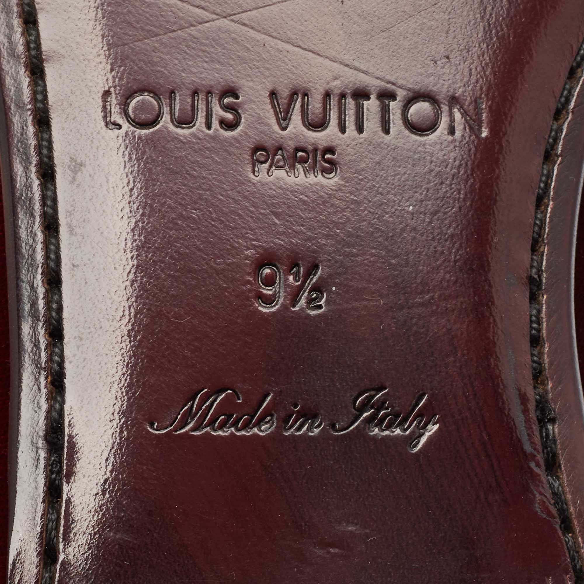 Louis Vuitton Burgundy Velvet Embroidered Auteuil Loafers Size 43.5 