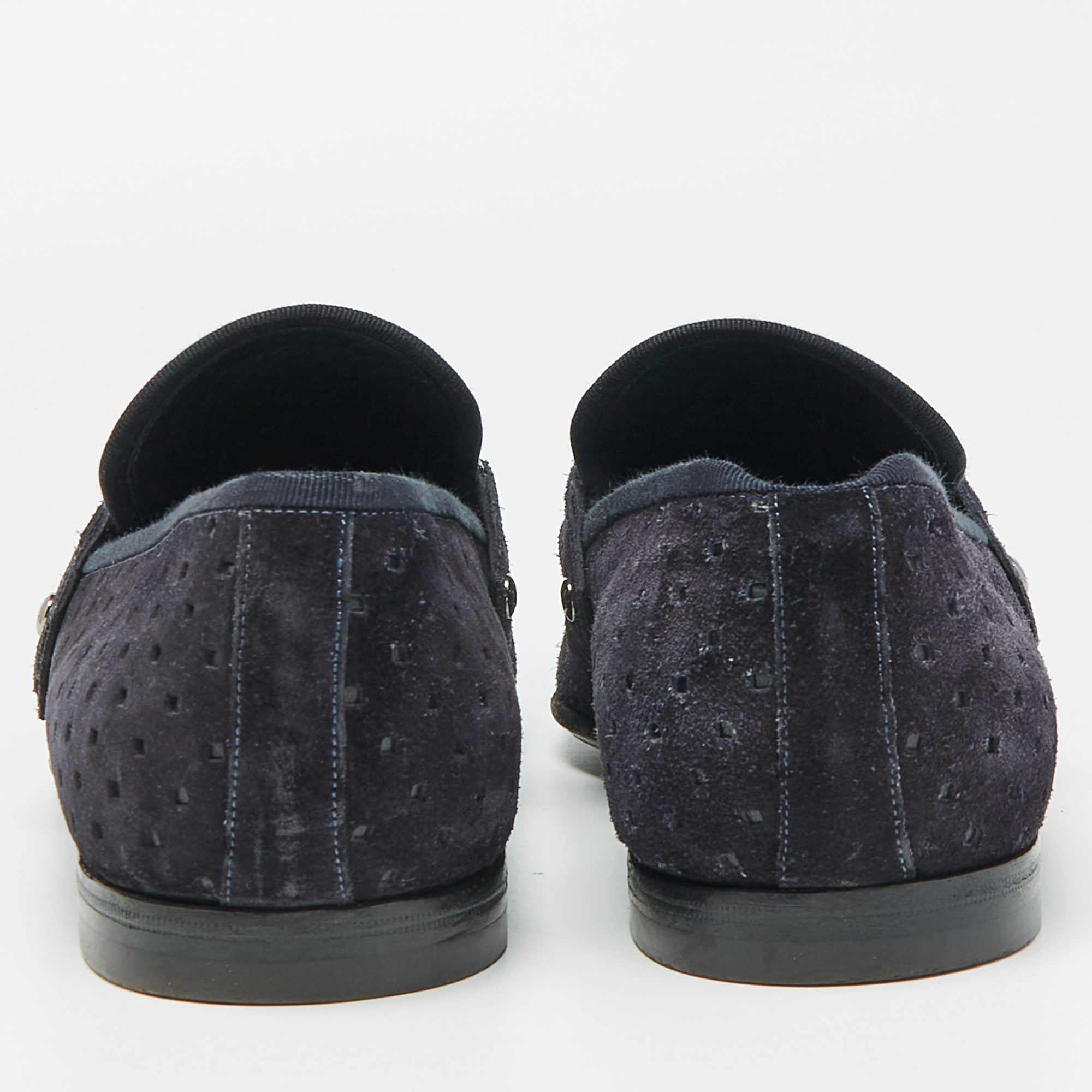 Louis Vuitton Navy Blue Suede Hockenheim Loafers Size 43.5 